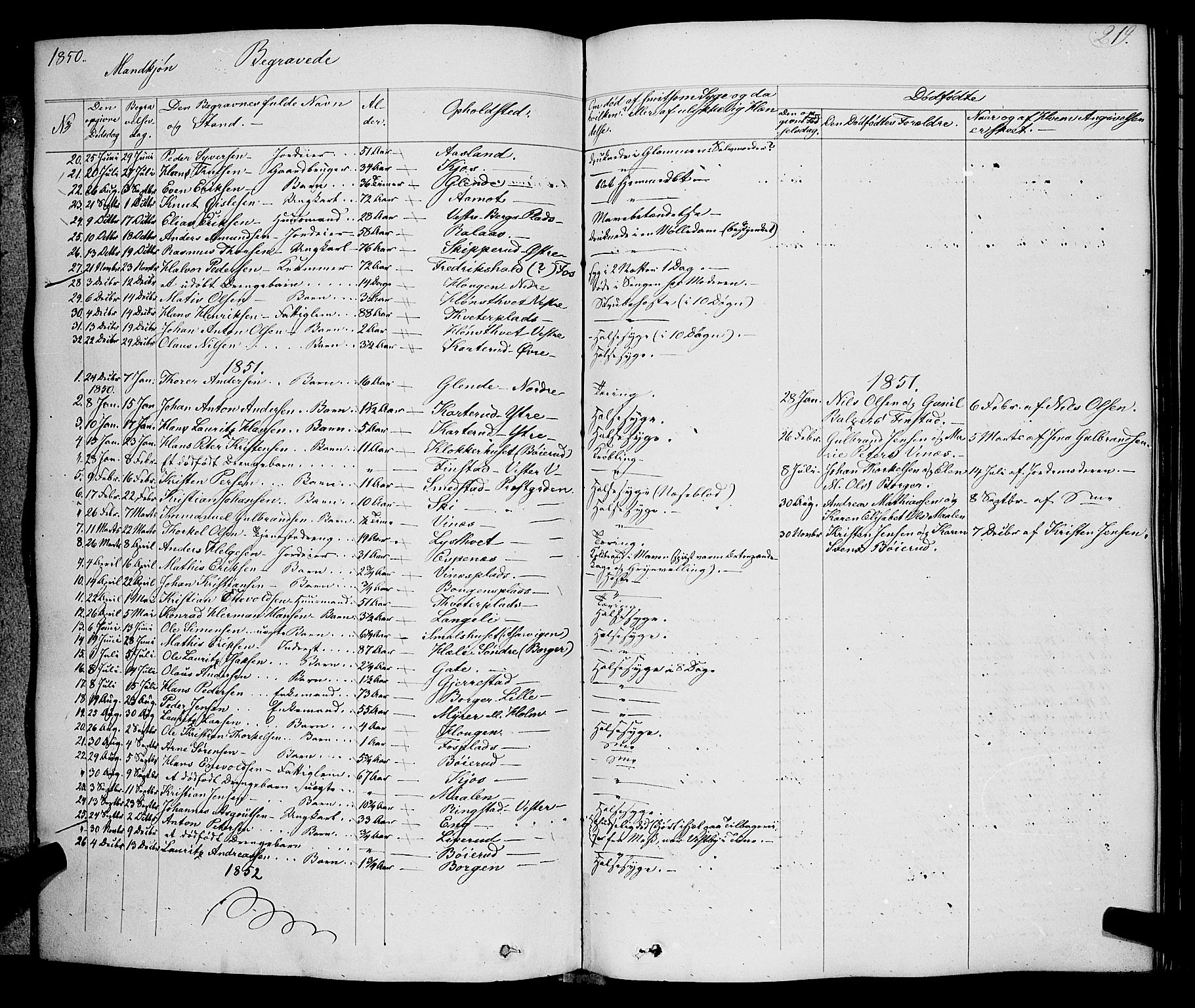 Skiptvet prestekontor Kirkebøker, SAO/A-20009/F/Fa/L0006: Parish register (official) no. 6, 1839-1860, p. 219