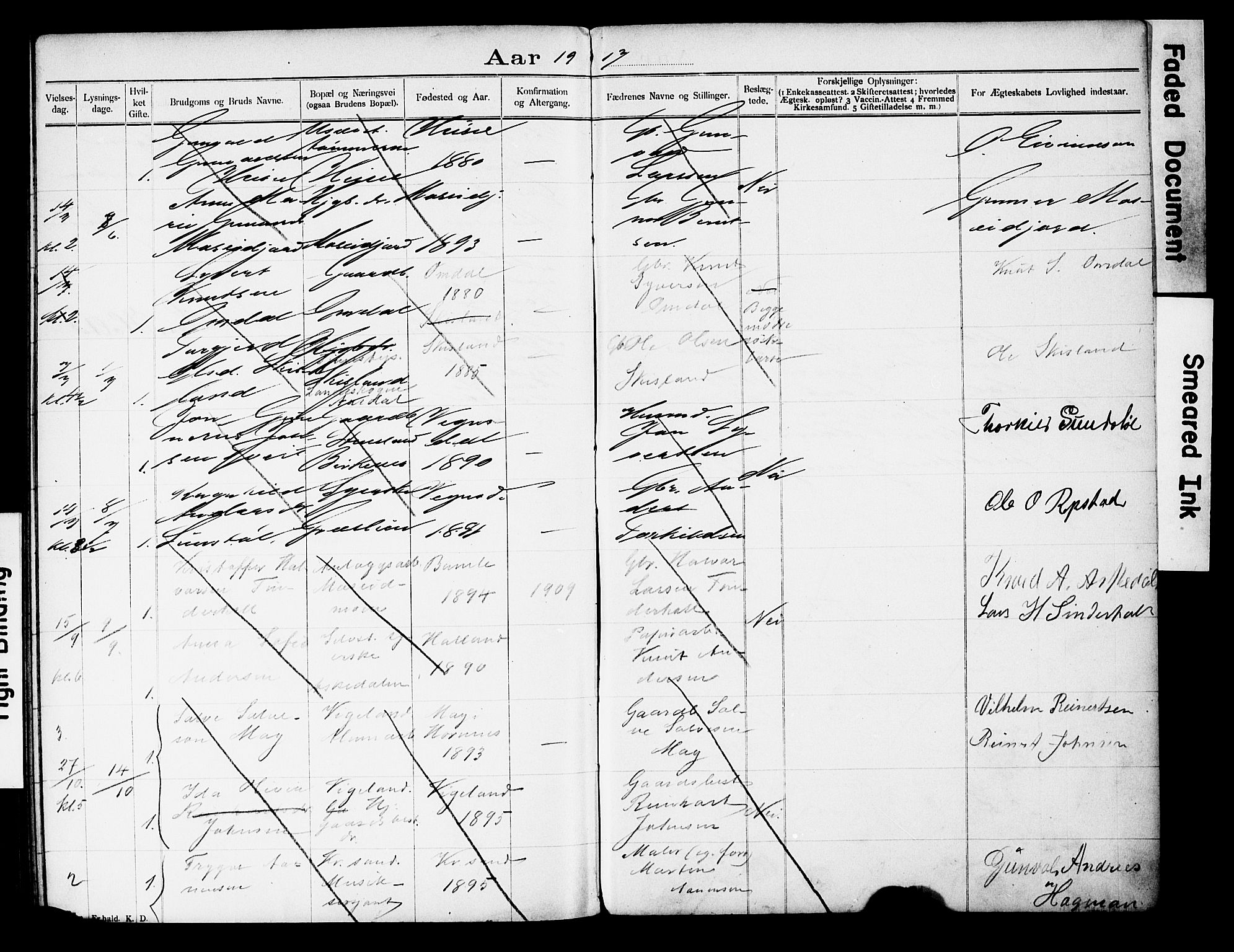 Vennesla sokneprestkontor, AV/SAK-1111-0045/J/L0032/0004: Banns register no. II 5 2, 1892-1917, p. 94