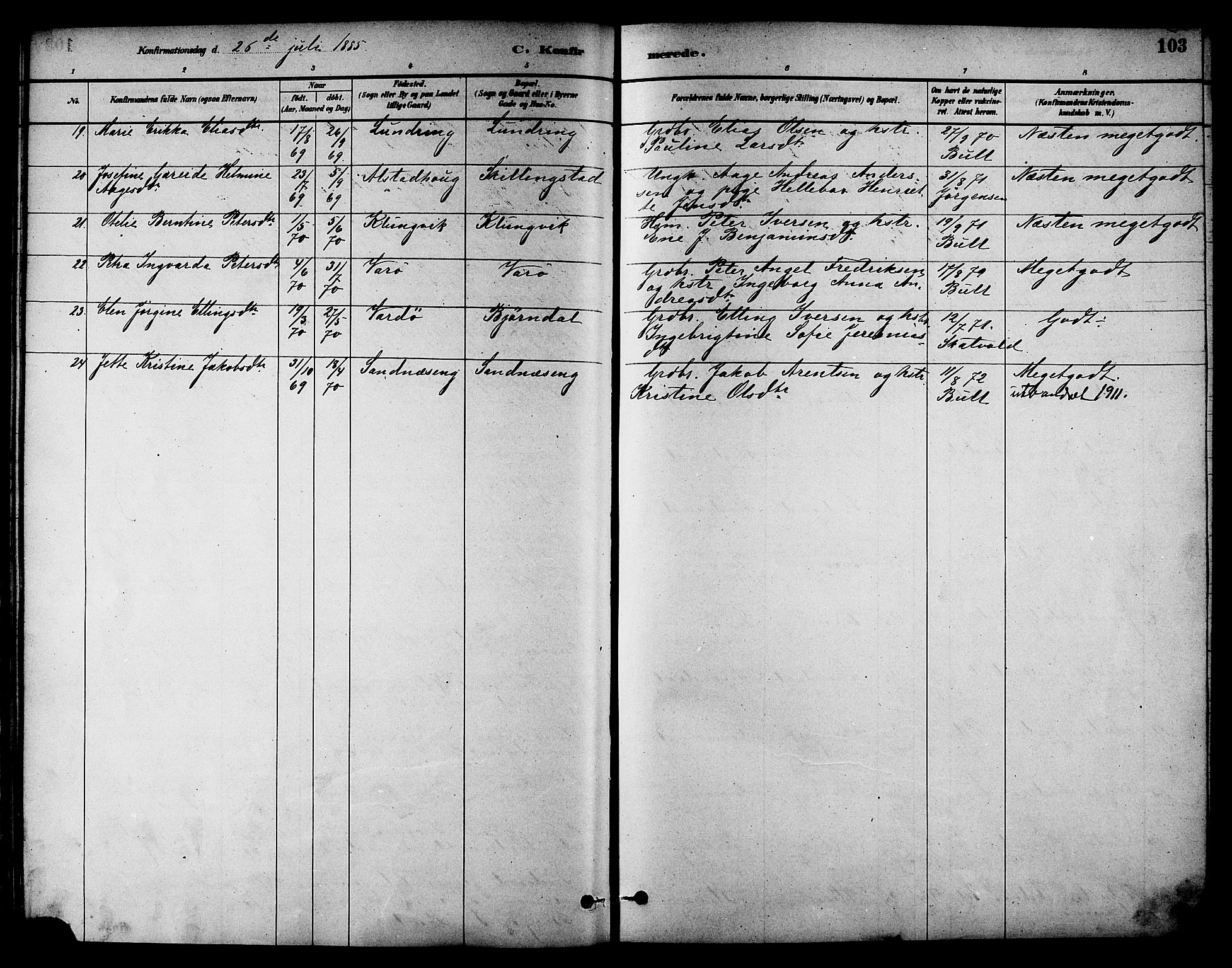 Ministerialprotokoller, klokkerbøker og fødselsregistre - Nord-Trøndelag, SAT/A-1458/784/L0672: Parish register (official) no. 784A07, 1880-1887, p. 103