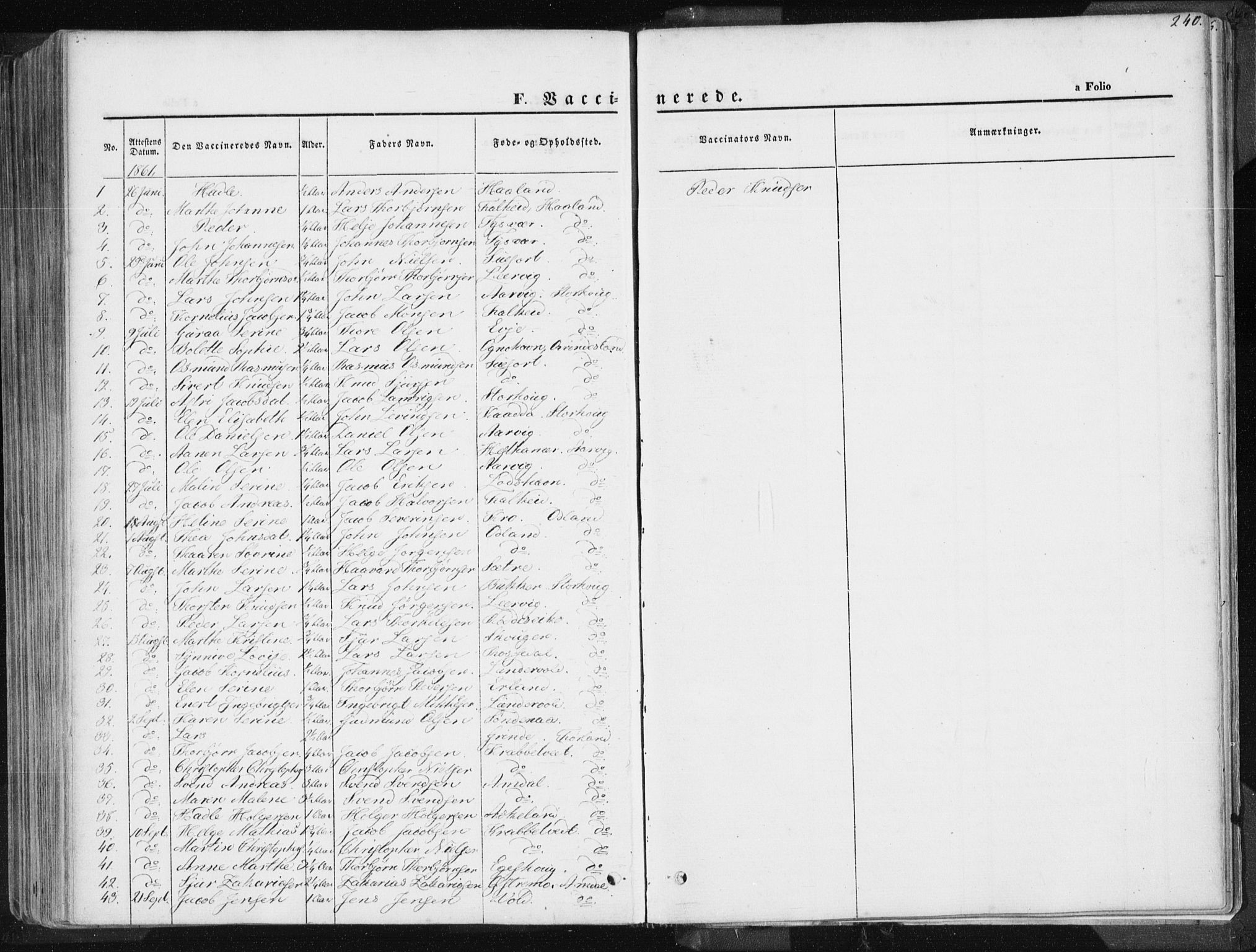 Tysvær sokneprestkontor, SAST/A -101864/H/Ha/Haa/L0003: Parish register (official) no. A 3, 1856-1865, p. 240