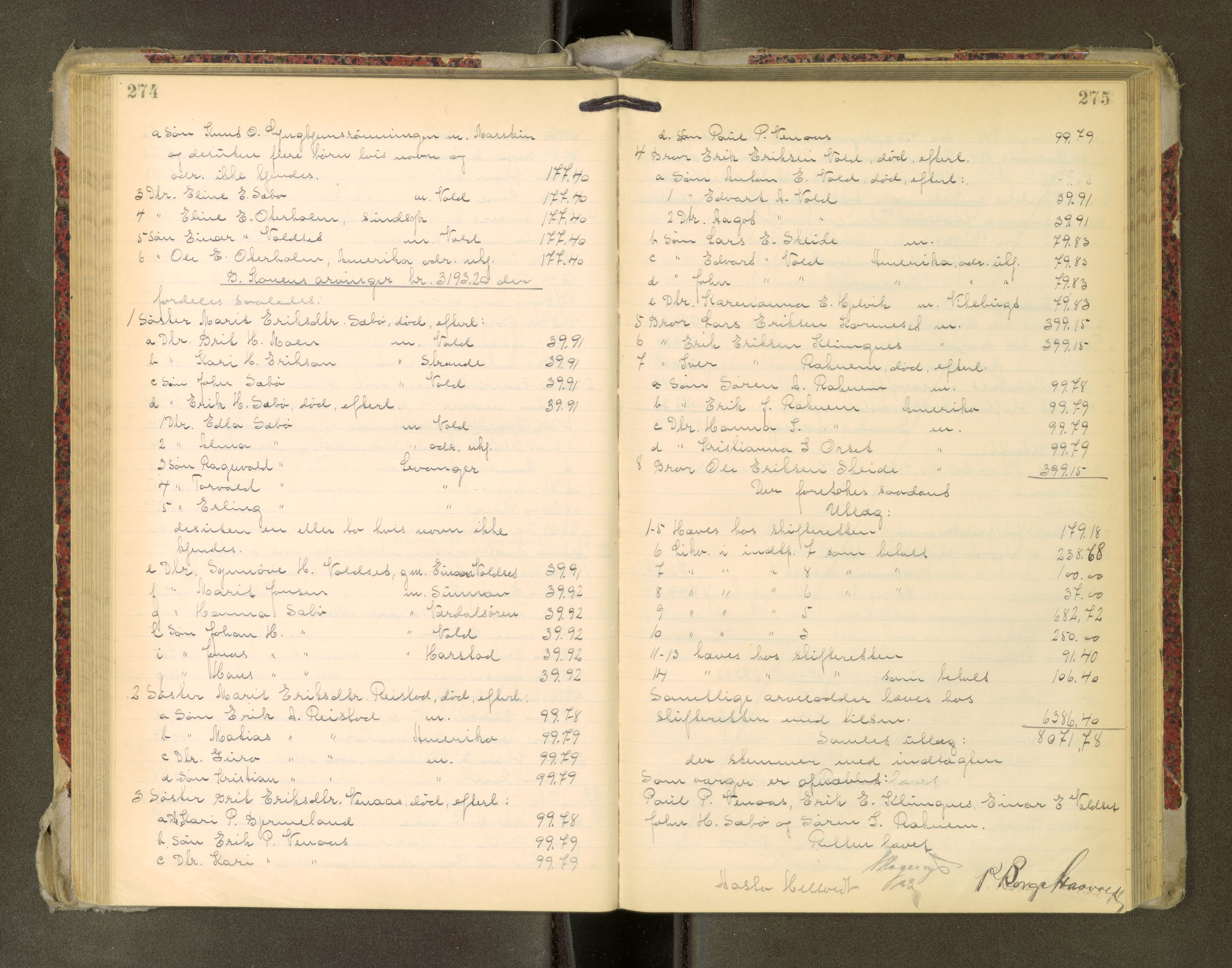 Romsdal sorenskriveri, AV/SAT-A-4149/1/3/3A/L0022: Skifteutlodnings Protokoll, 1920-1924, p. 274-275