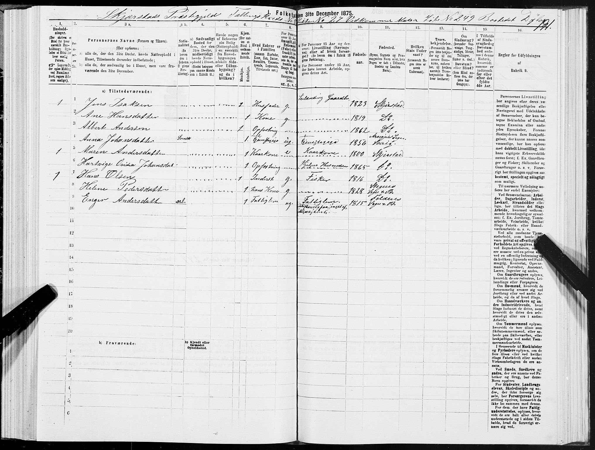 SAT, 1875 census for 1842P Skjerstad, 1875, p. 4191