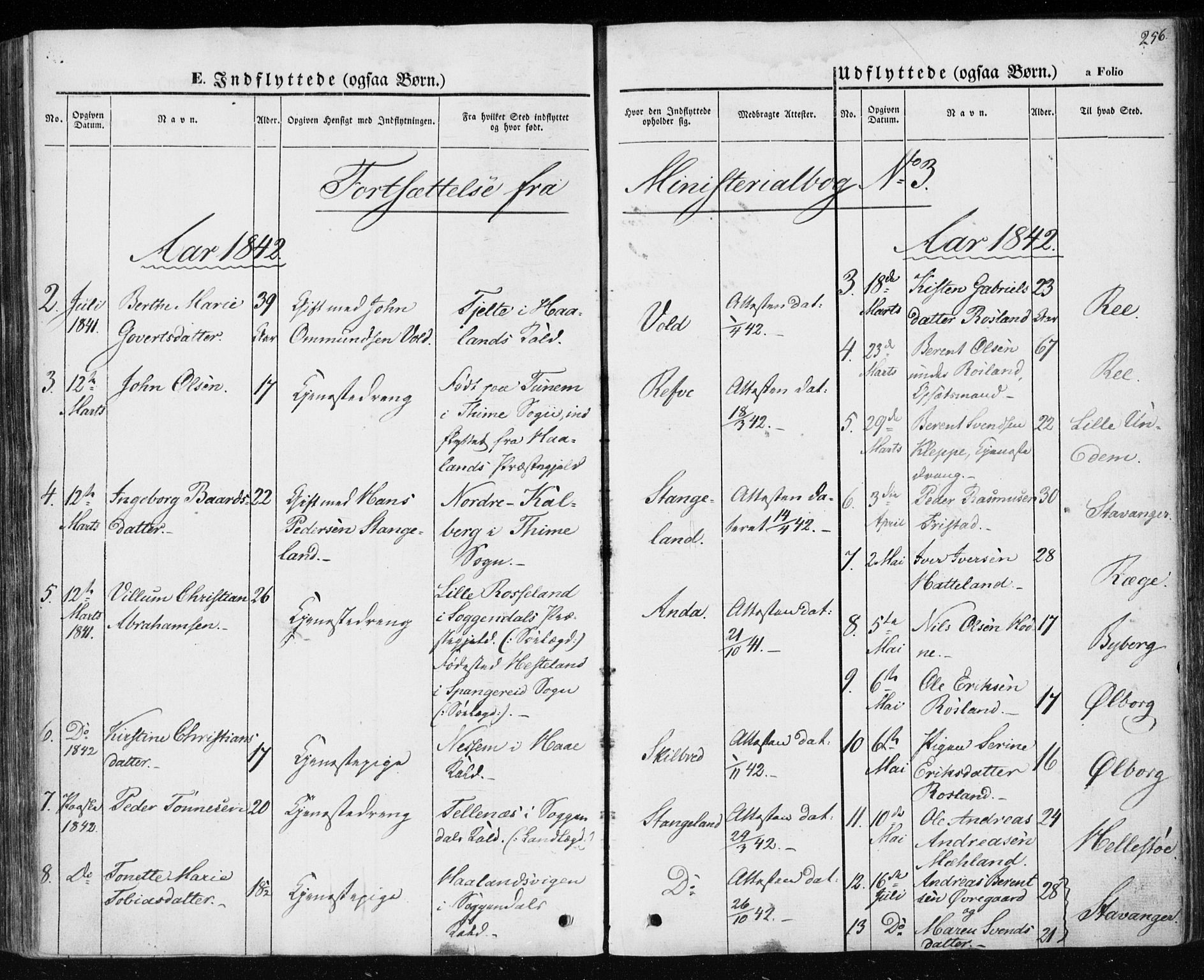 Klepp sokneprestkontor, SAST/A-101803/001/3/30BA/L0004: Parish register (official) no. A 4, 1842-1852, p. 256