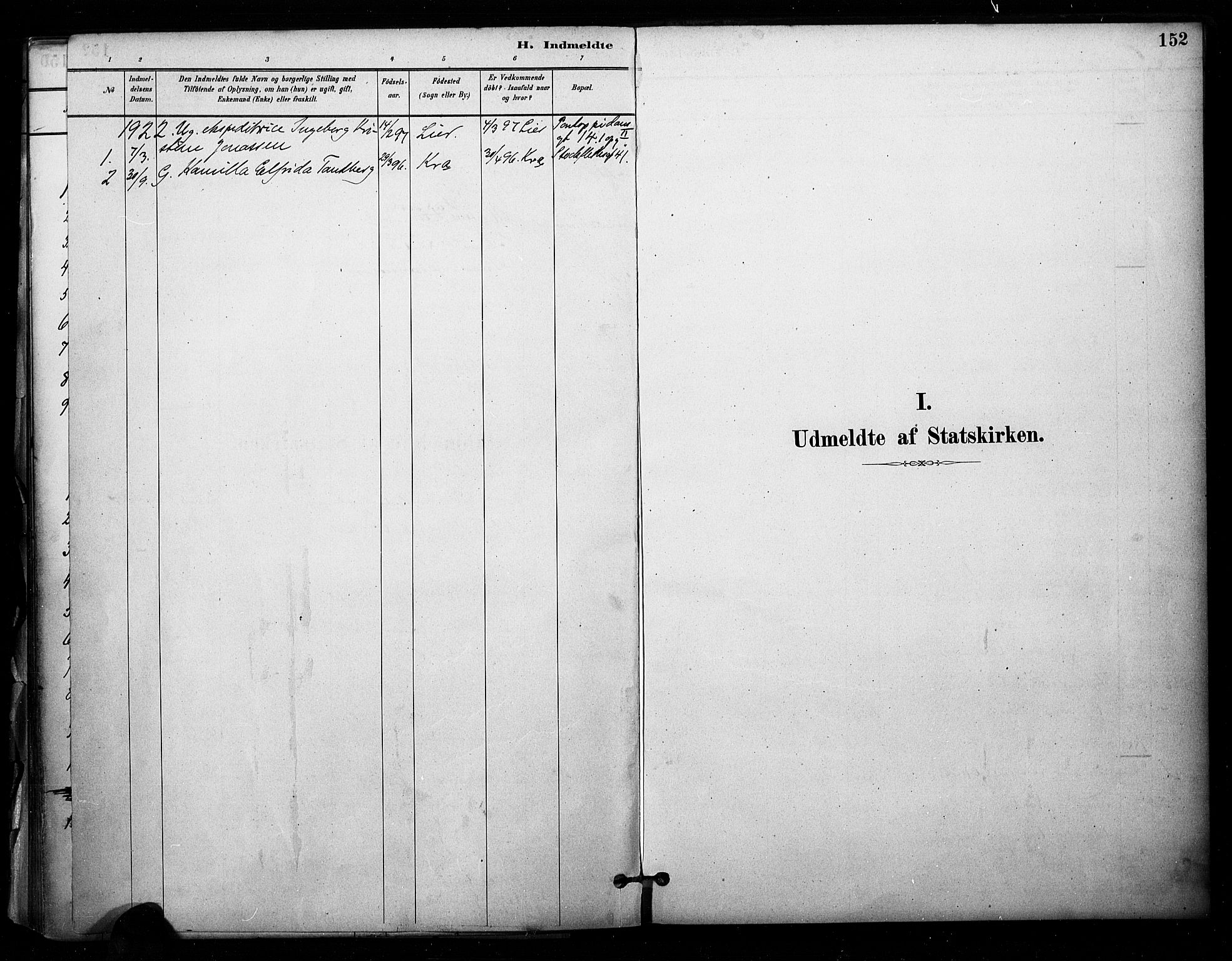 Sagene prestekontor Kirkebøker, SAO/A-10796/F/L0003: Parish register (official) no. 3, 1880-1922, p. 152