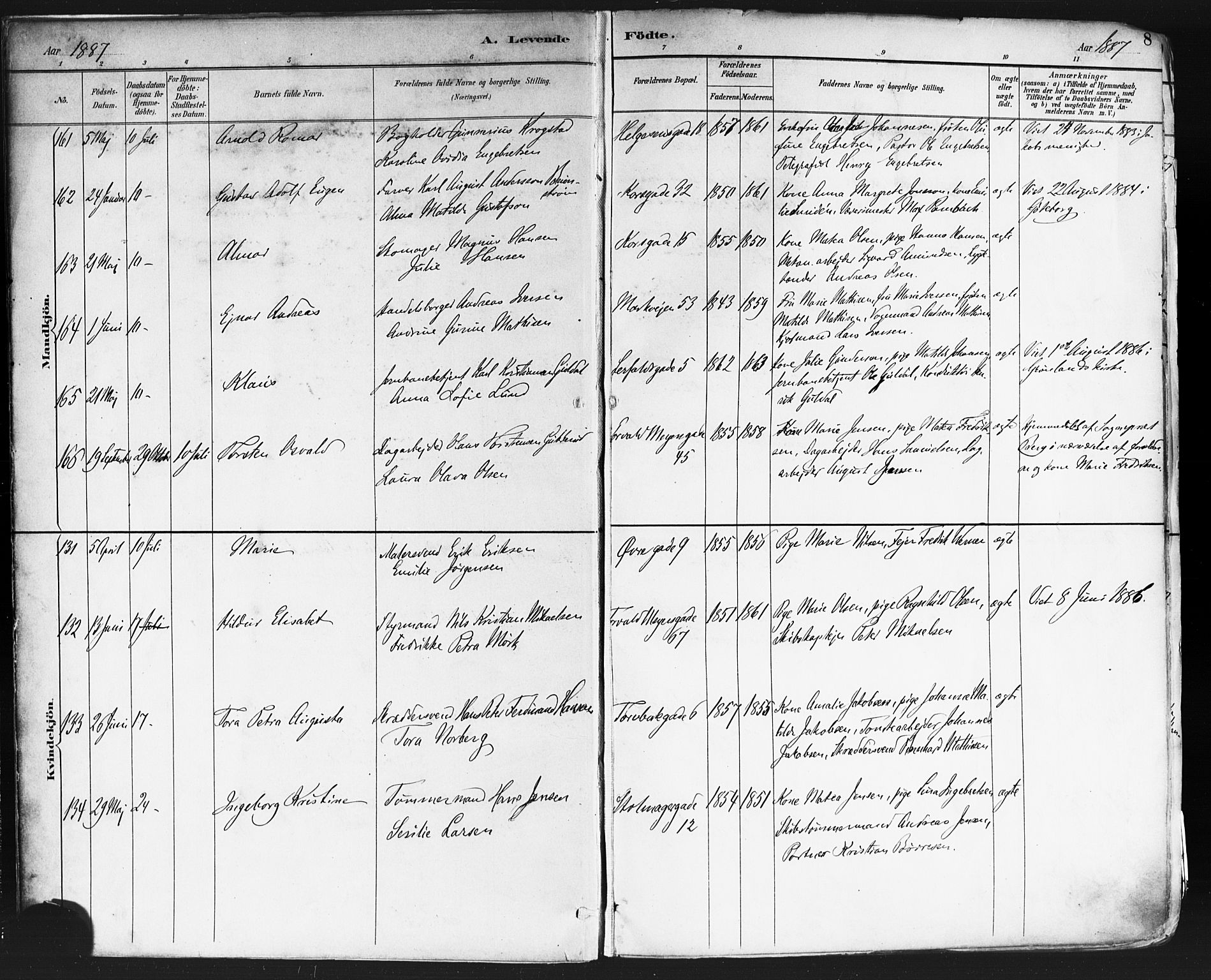 Paulus prestekontor Kirkebøker, AV/SAO-A-10871/F/Fa/L0013: Parish register (official) no. 13, 1887-1894, p. 8