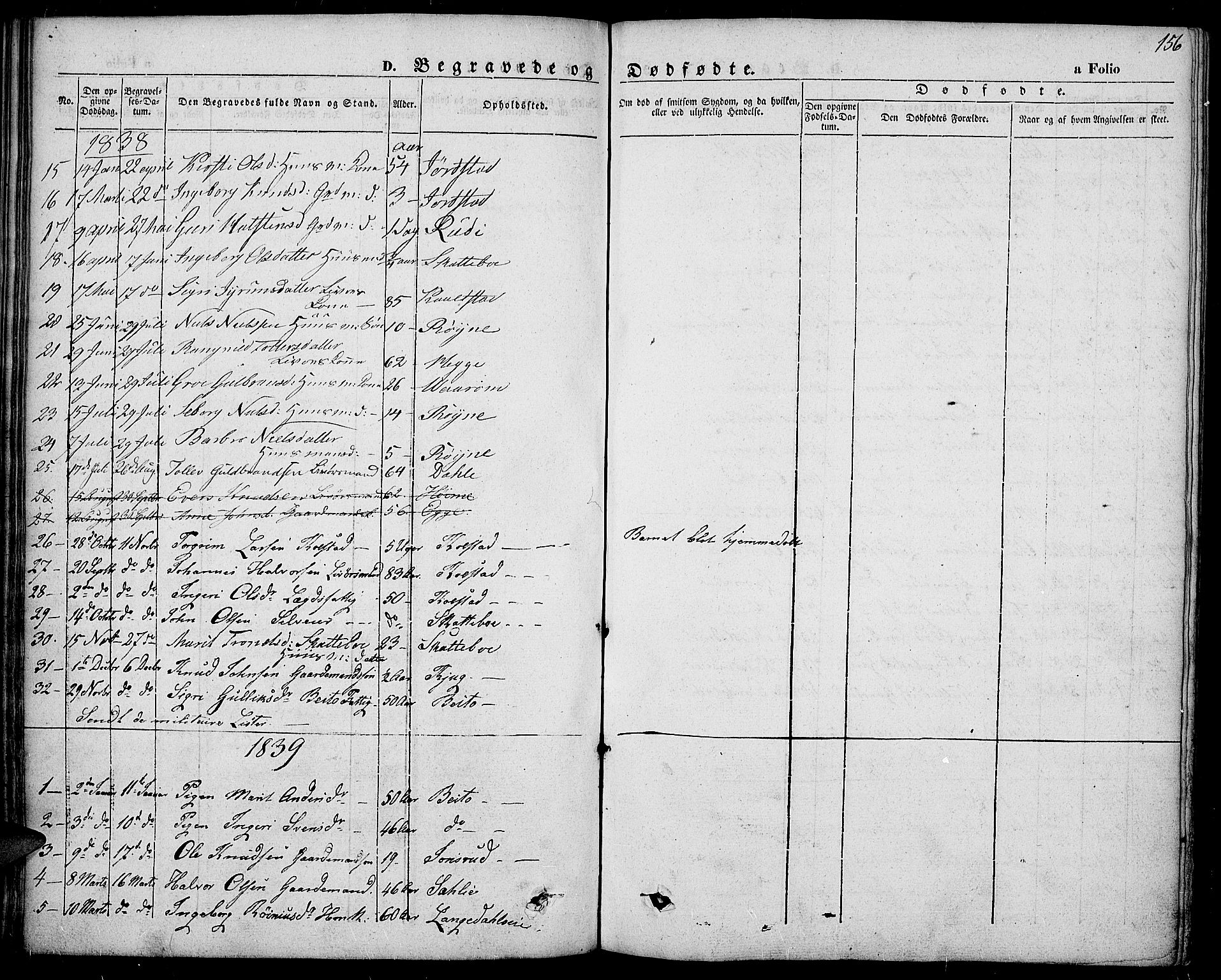 Slidre prestekontor, SAH/PREST-134/H/Ha/Haa/L0004: Parish register (official) no. 4, 1831-1848, p. 156