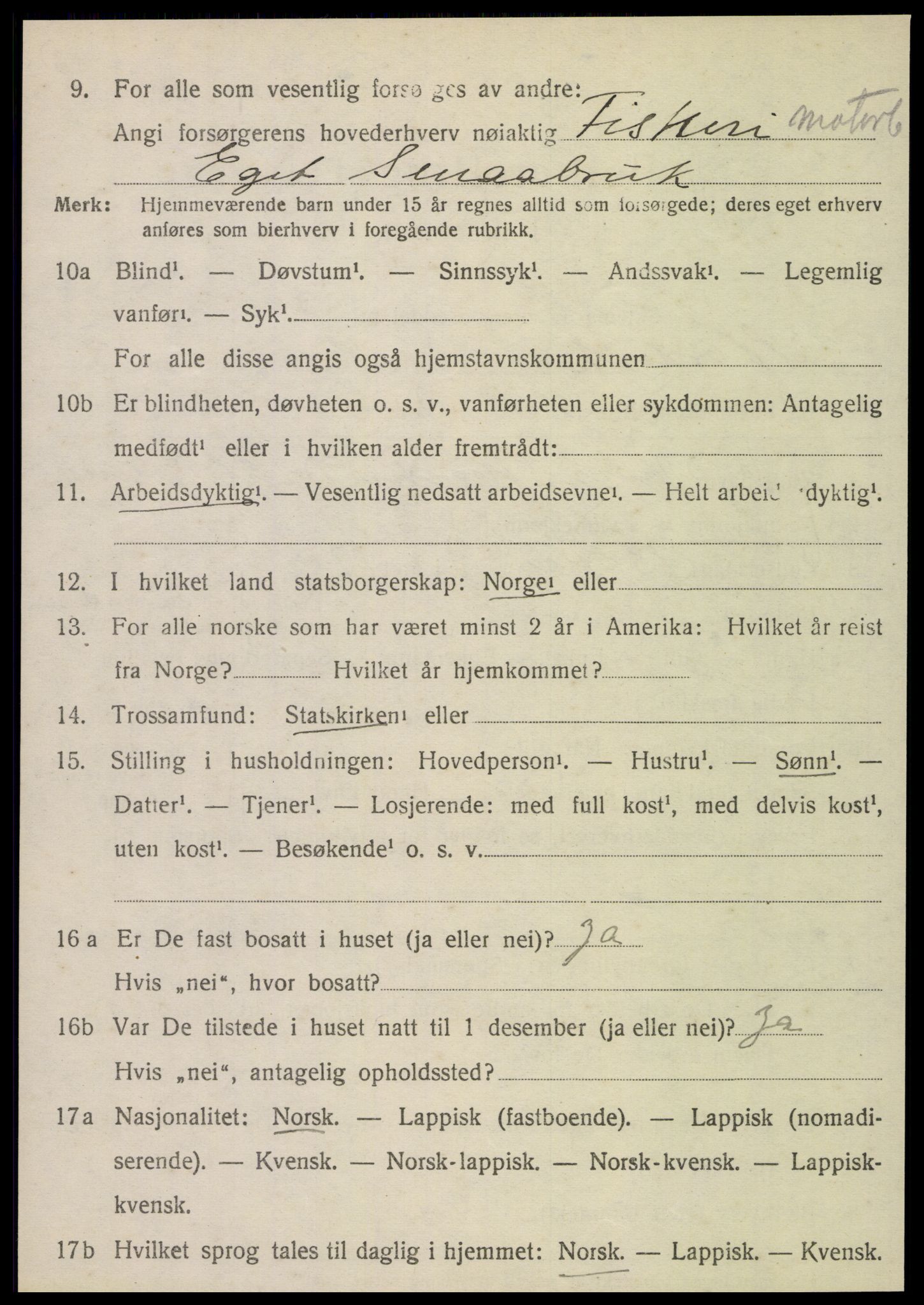 SAT, 1920 census for Nordvik, 1920, p. 1291