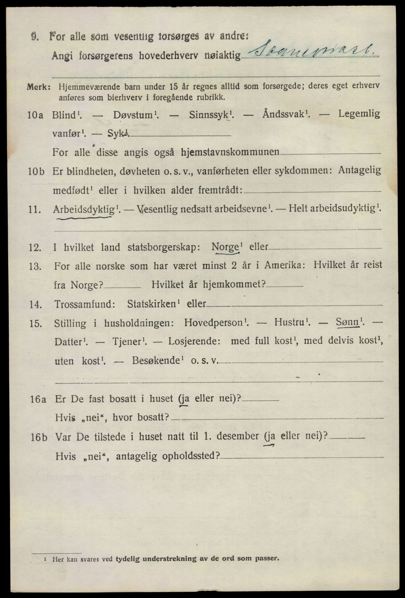 SAKO, 1920 census for Sandeherred, 1920, p. 9589