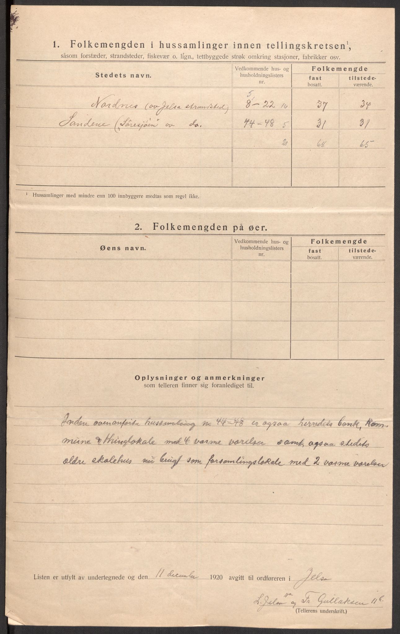 SAST, 1920 census for Jelsa, 1920, p. 48