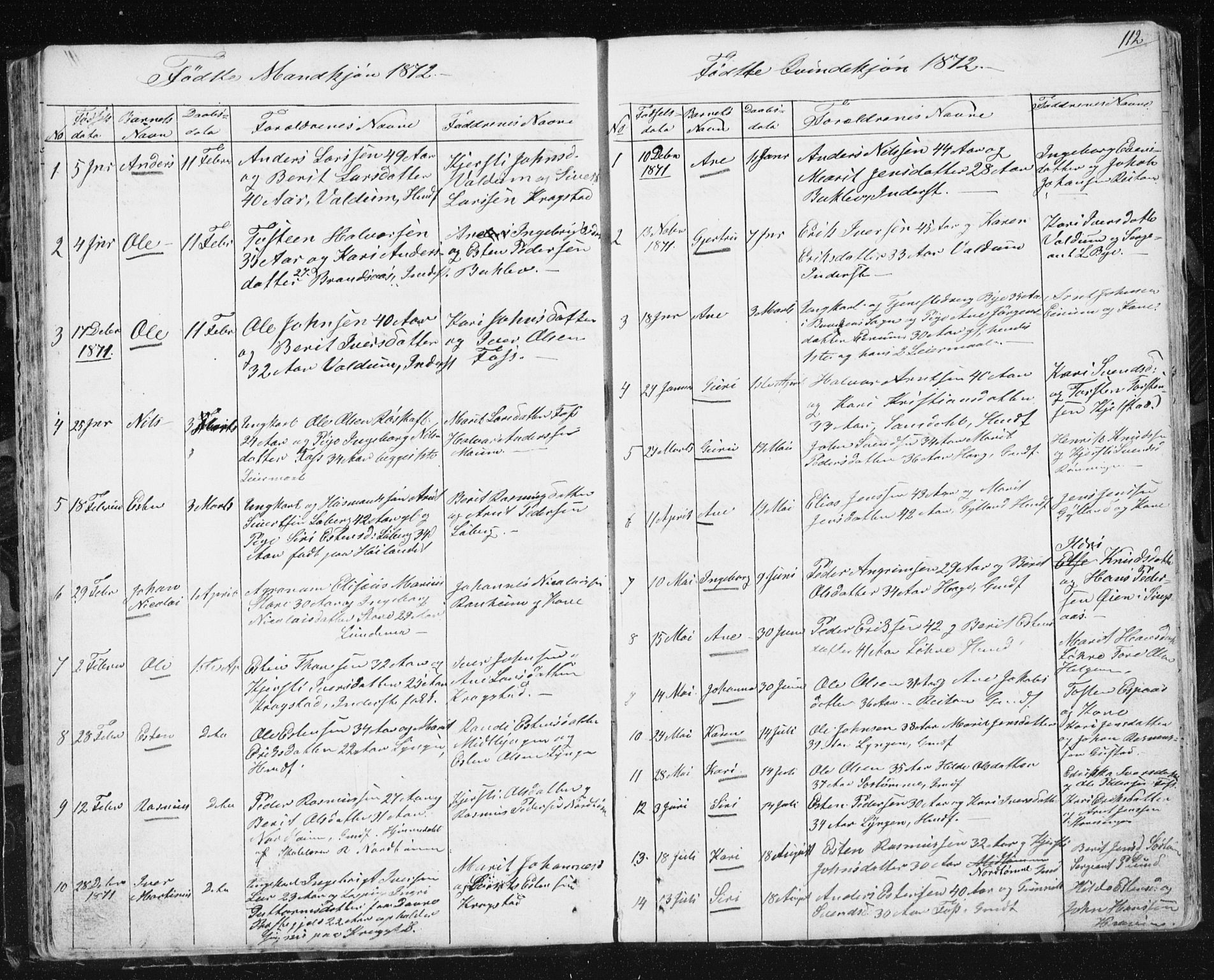 Ministerialprotokoller, klokkerbøker og fødselsregistre - Sør-Trøndelag, SAT/A-1456/692/L1110: Parish register (copy) no. 692C05, 1849-1889, p. 112