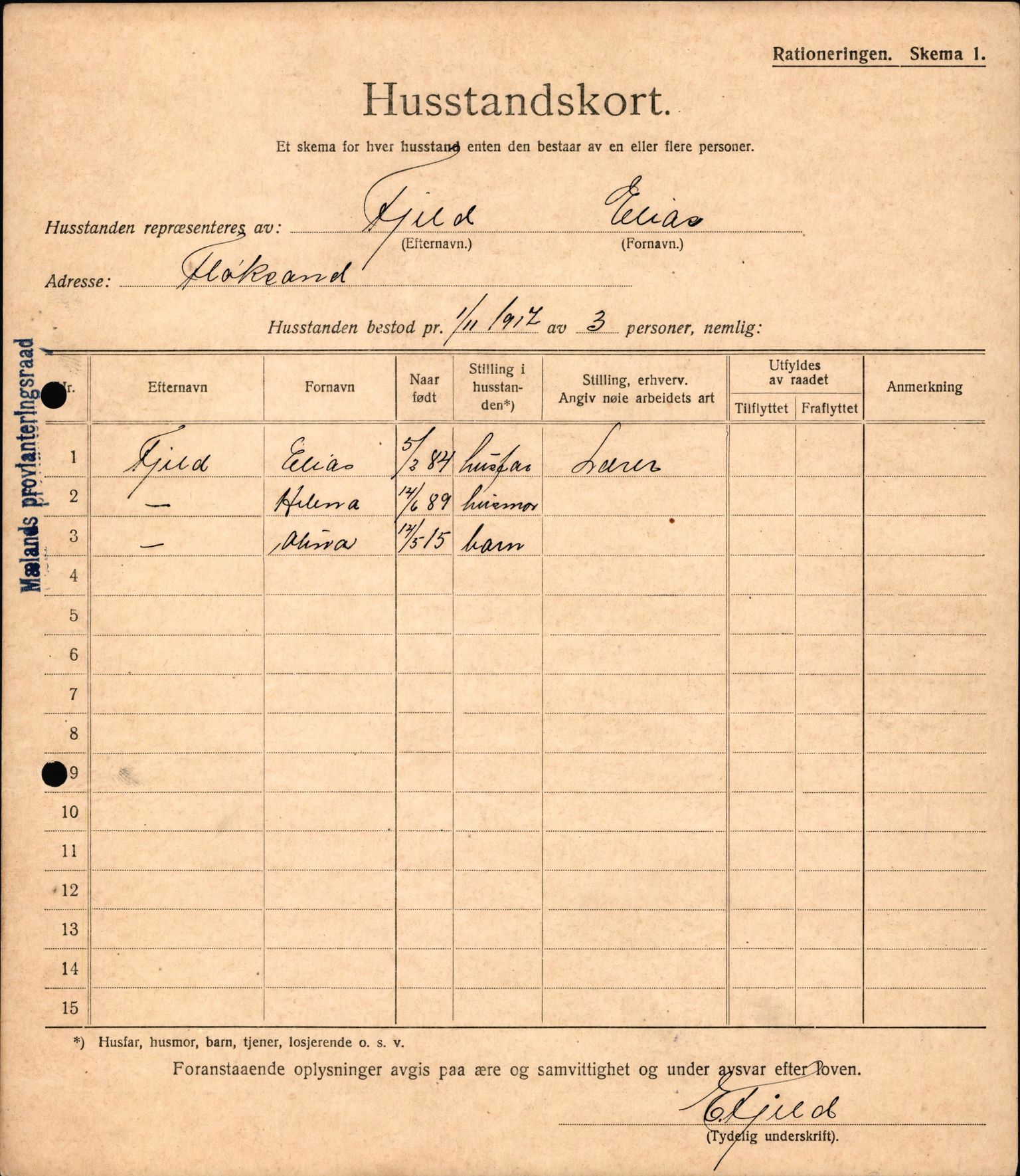 IKAH, Meland kommune, Provianteringsrådet, Husstander per 01.11.1917, 1917-1918, p. 81