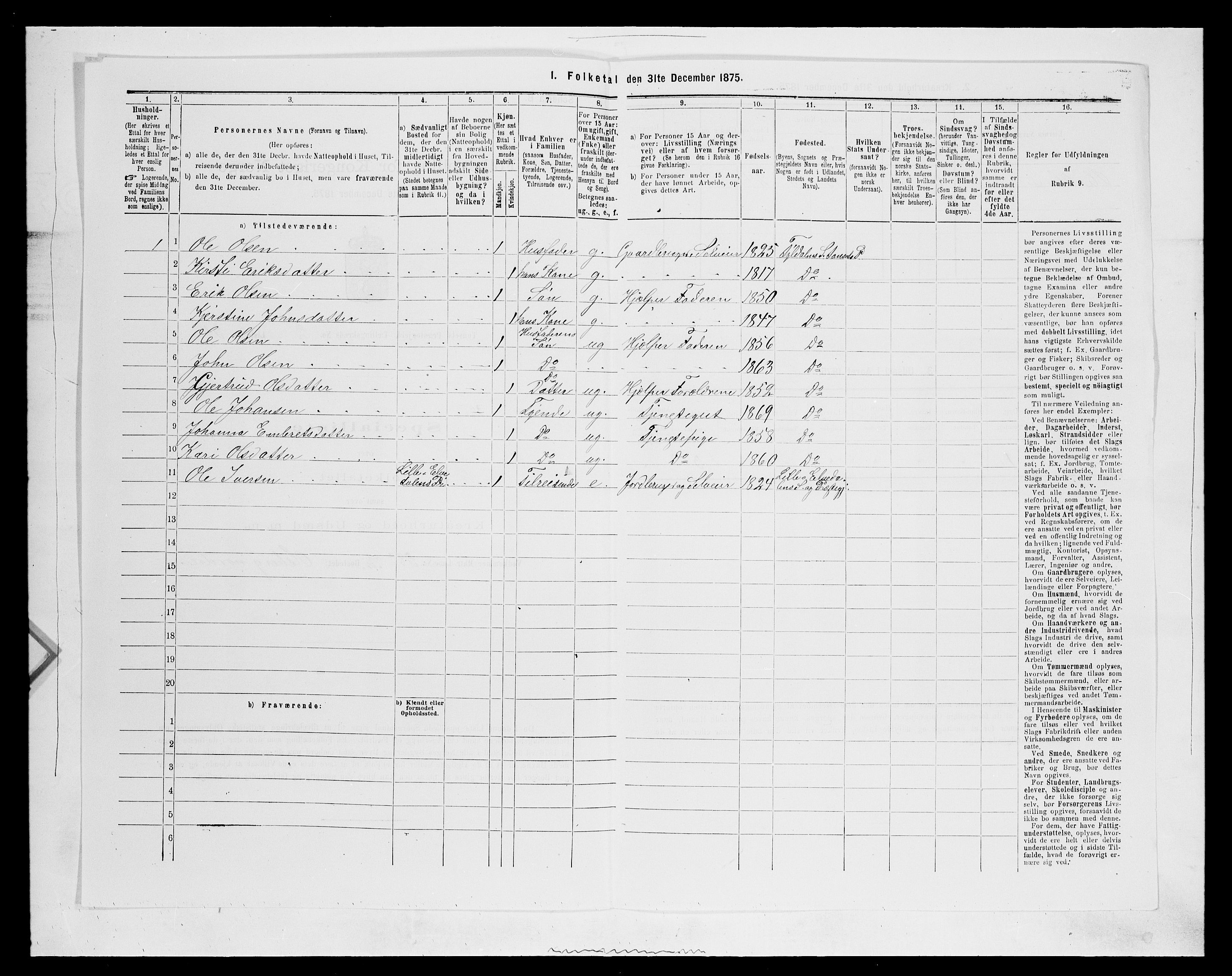 SAH, 1875 census for 0437P Tynset, 1875, p. 370