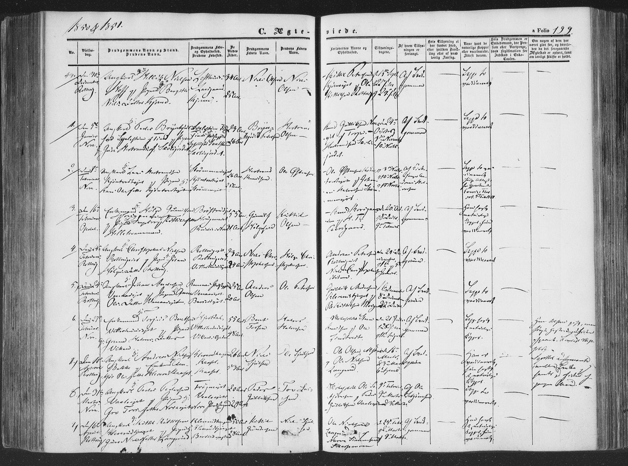 Rollag kirkebøker, SAKO/A-240/F/Fa/L0008: Parish register (official) no. I 8, 1847-1860, p. 199