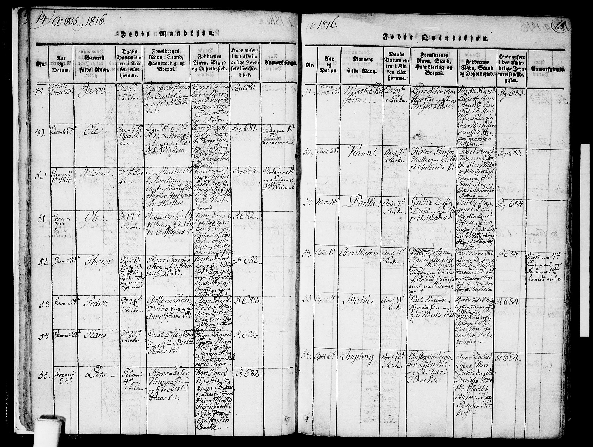 Nannestad prestekontor Kirkebøker, SAO/A-10414a/F/Fa/L0009: Parish register (official) no. I 9, 1815-1840, p. 14-15
