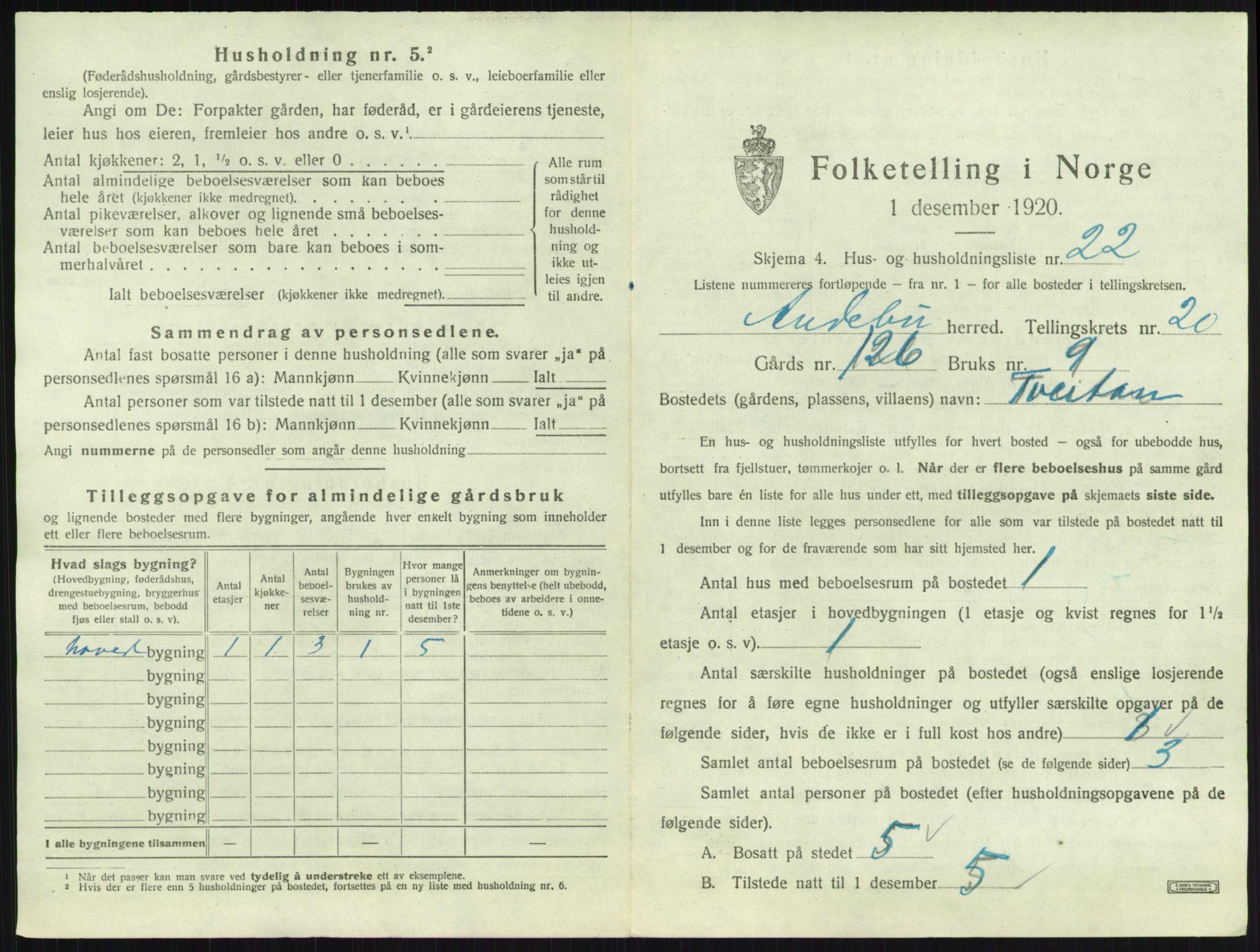 SAKO, 1920 census for Andebu, 1920, p. 1146