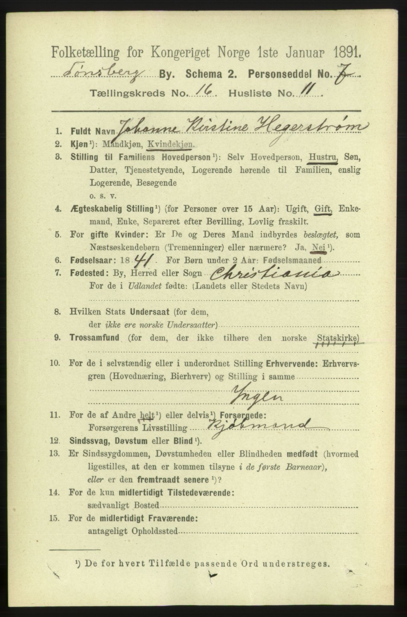 RA, 1891 census for 0705 Tønsberg, 1891, p. 4926