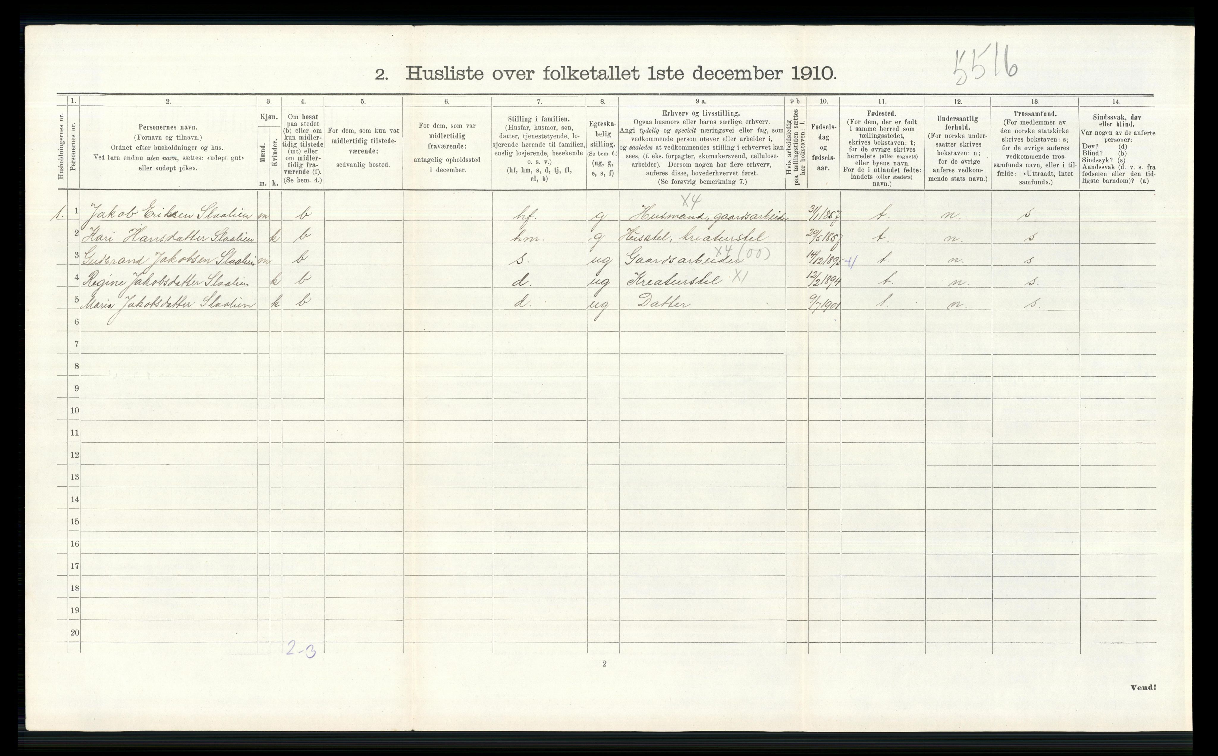 RA, 1910 census for Lom, 1910, p. 766