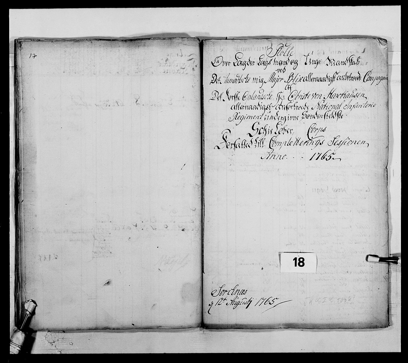 Kommanderende general (KG I) med Det norske krigsdirektorium, AV/RA-EA-5419/E/Ea/L0503b: 1. Opplandske regiment, 1764-1765, p. 230