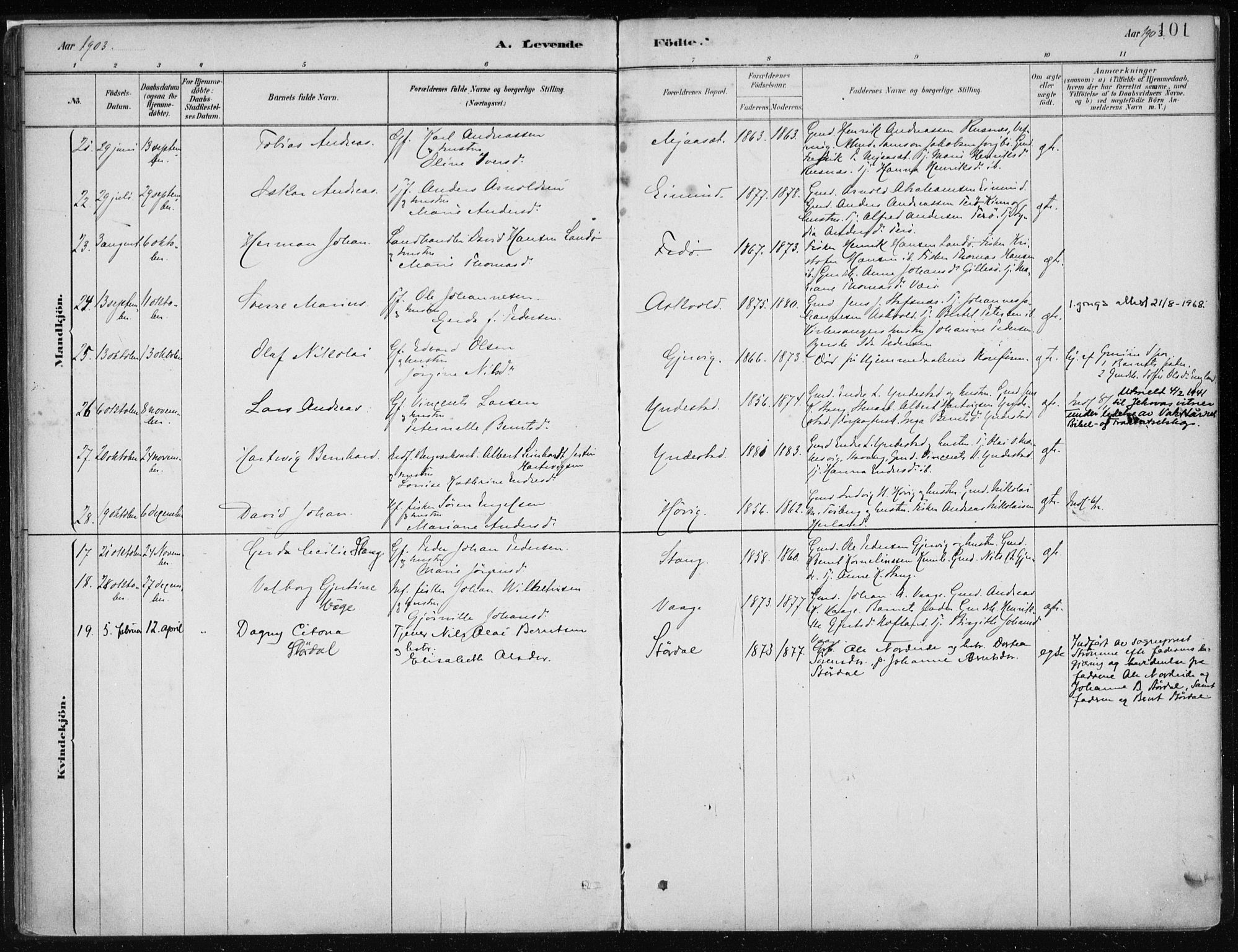 Askvoll sokneprestembete, AV/SAB-A-79501/H/Haa/Haab/L0002: Parish register (official) no. B 2, 1879-1909, p. 101