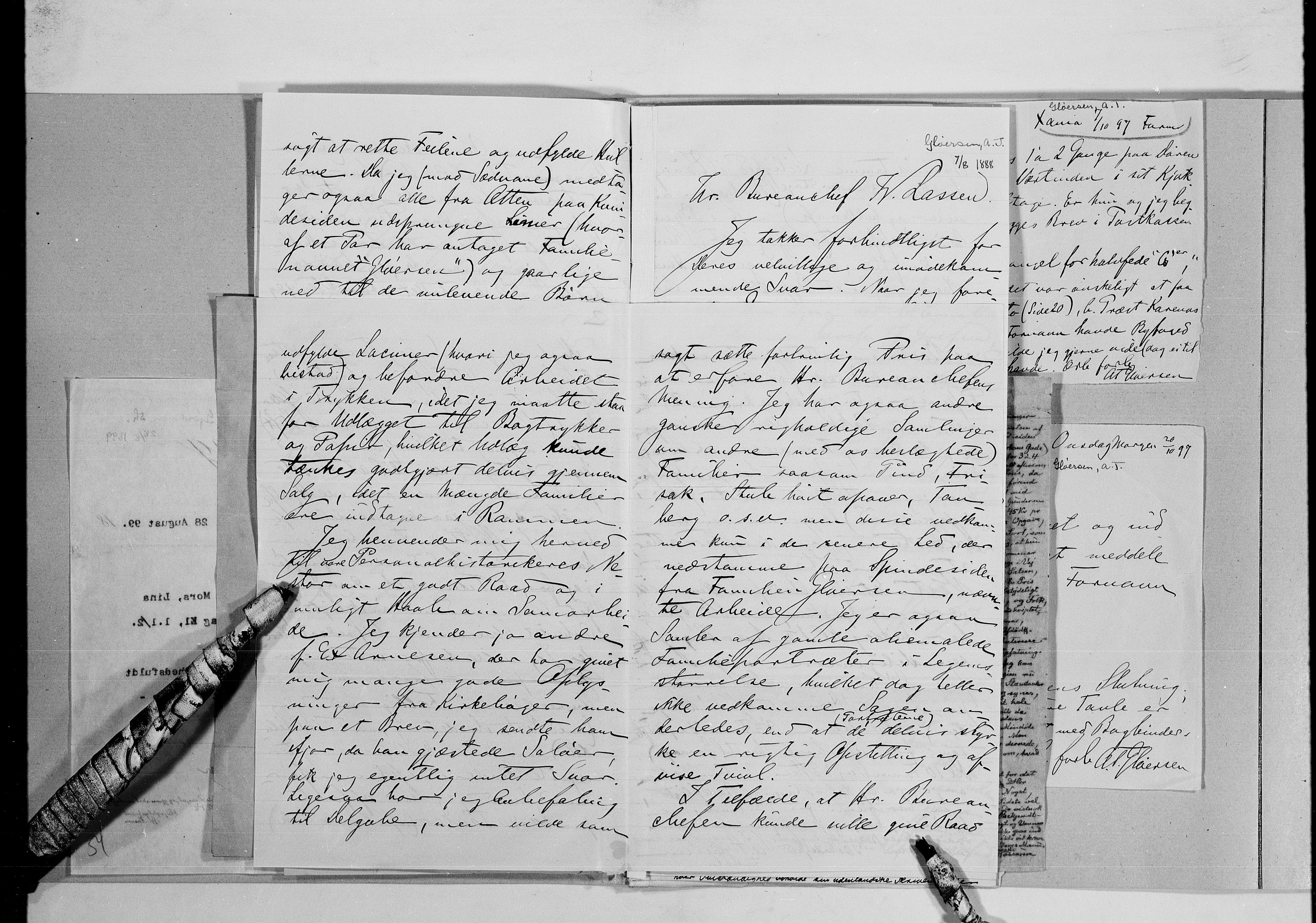 Lassens samlinger, AV/RA-PA-0051/G/L0097: Alfabetisk ordnede brev til Wilhelm Lassen: Fabritius - Grønvold, 1815-1907, p. 157