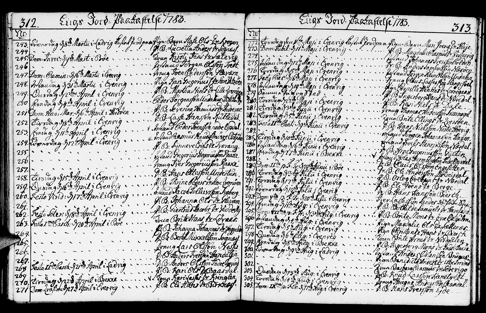 Gulen sokneprestembete, SAB/A-80201/H/Haa/Haaa/L0014: Parish register (official) no. A 14, 1779-1788, p. 312-313