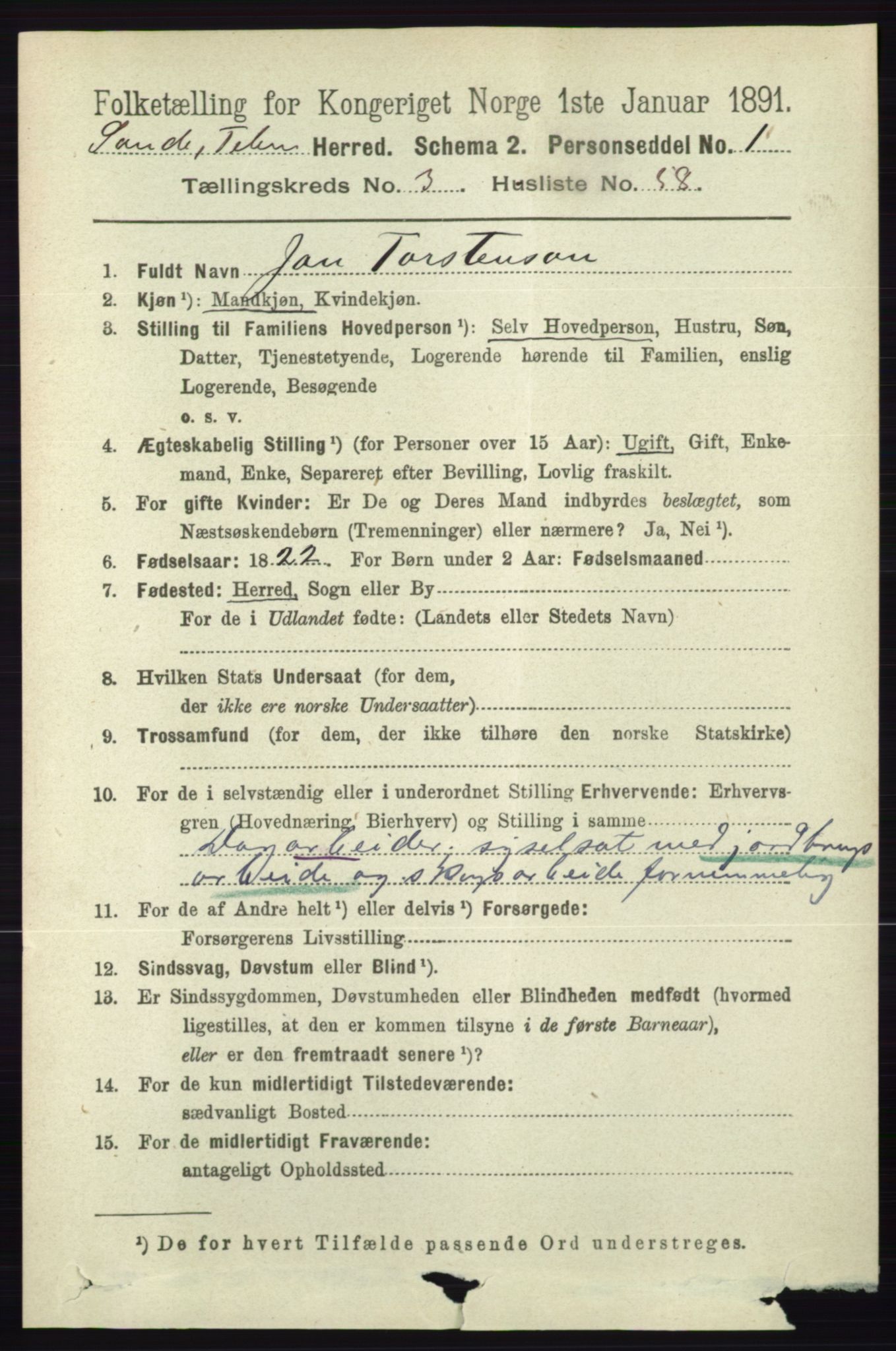 RA, 1891 census for 0822 Sauherad, 1891, p. 1044