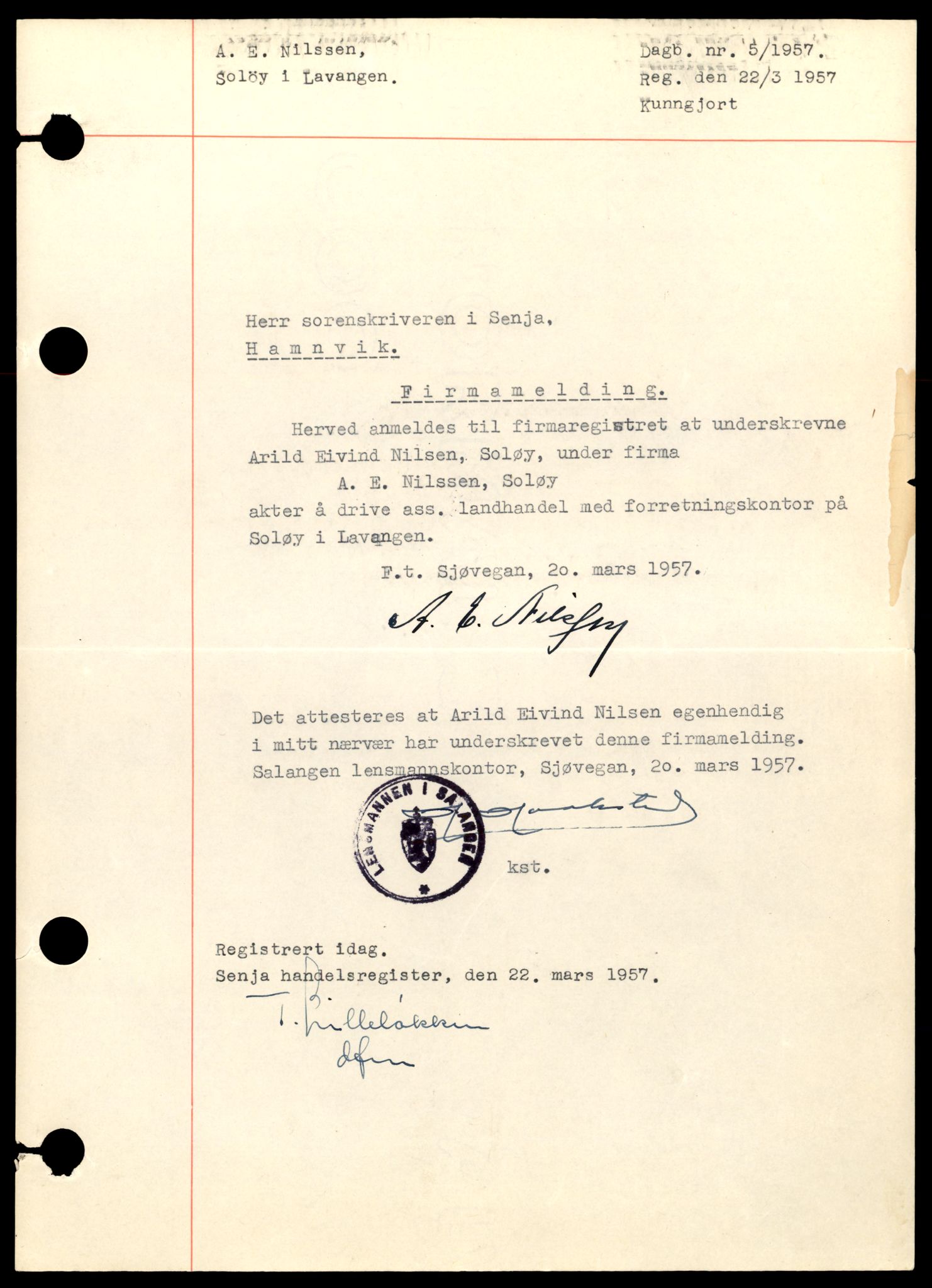 Steigen og Ofoten sorenskriveri, AV/SAT-A-0030/3/J/Jd/Jdb/L0001: Bilag, enkeltmannsforetak og ansvarlige selskap, A-L, 1944-1990, p. 3