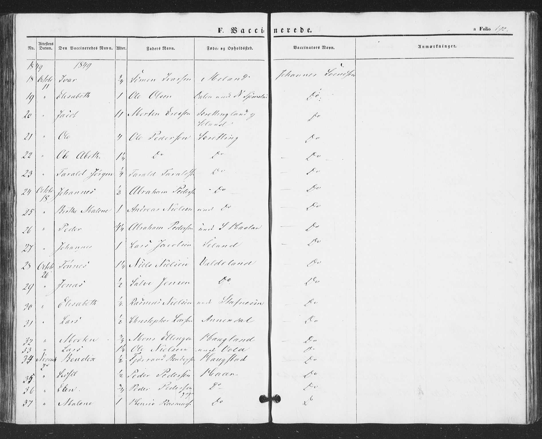 Hå sokneprestkontor, AV/SAST-A-101801/001/30BA/L0007: Parish register (official) no. A 6, 1842-1855, p. 192