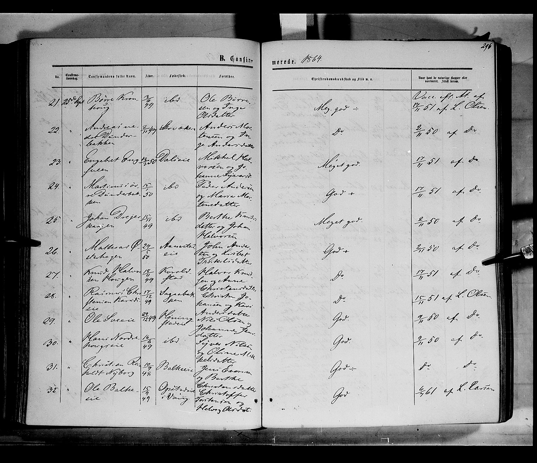 Løten prestekontor, AV/SAH-PREST-022/K/Ka/L0008: Parish register (official) no. 8, 1860-1877, p. 296