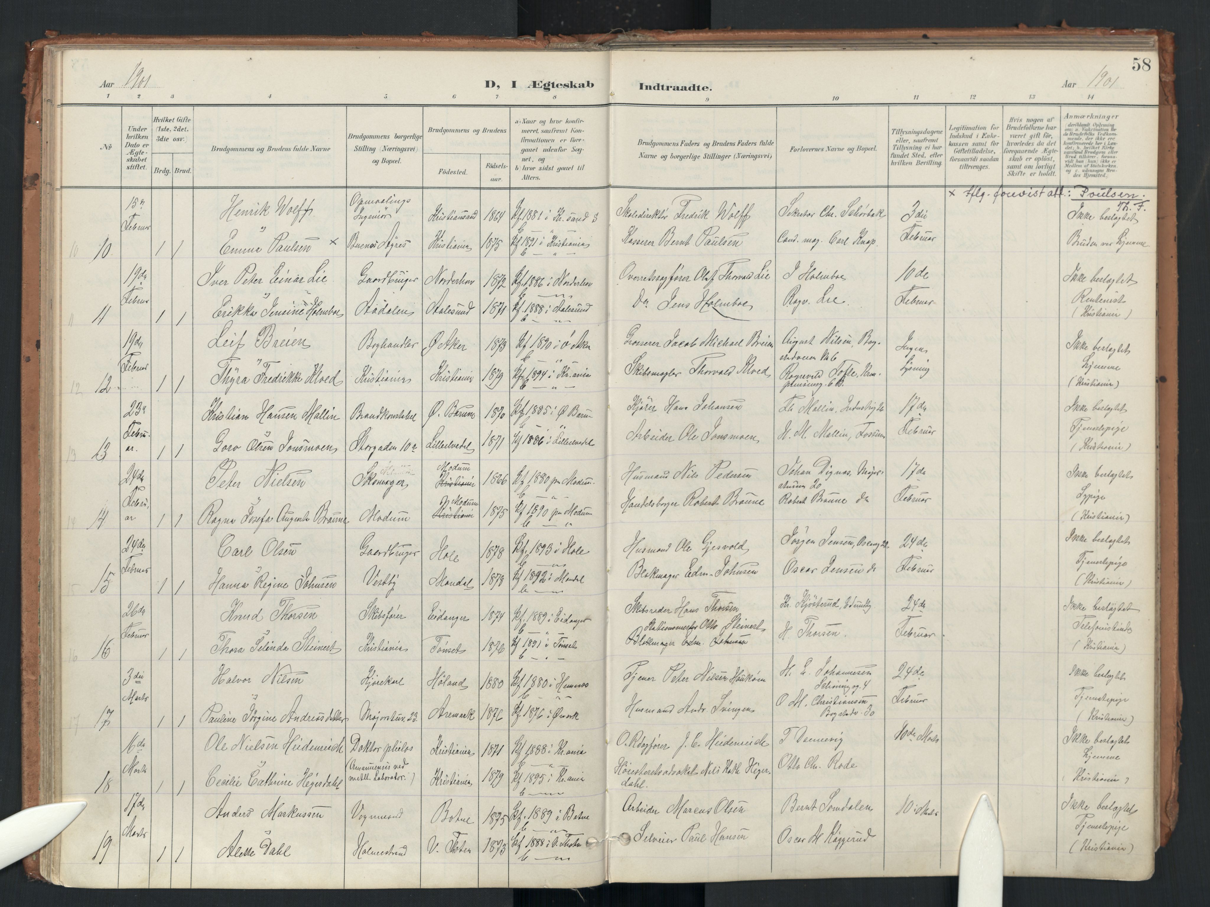 Uranienborg prestekontor Kirkebøker, SAO/A-10877/F/Fa/L0007: Parish register (official) no. 7, 1896-1914, p. 58