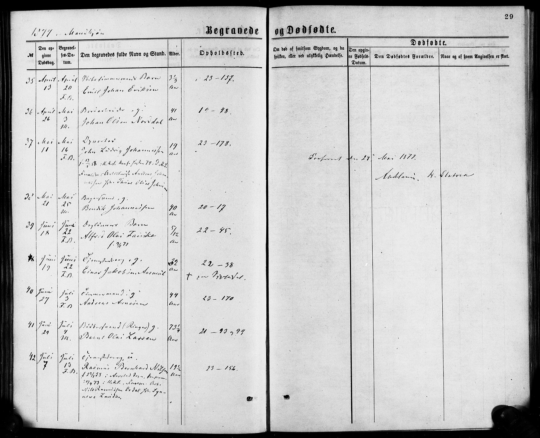 Korskirken sokneprestembete, SAB/A-76101/H/Haa/L0046: Parish register (official) no. E 4, 1875-1883, p. 29