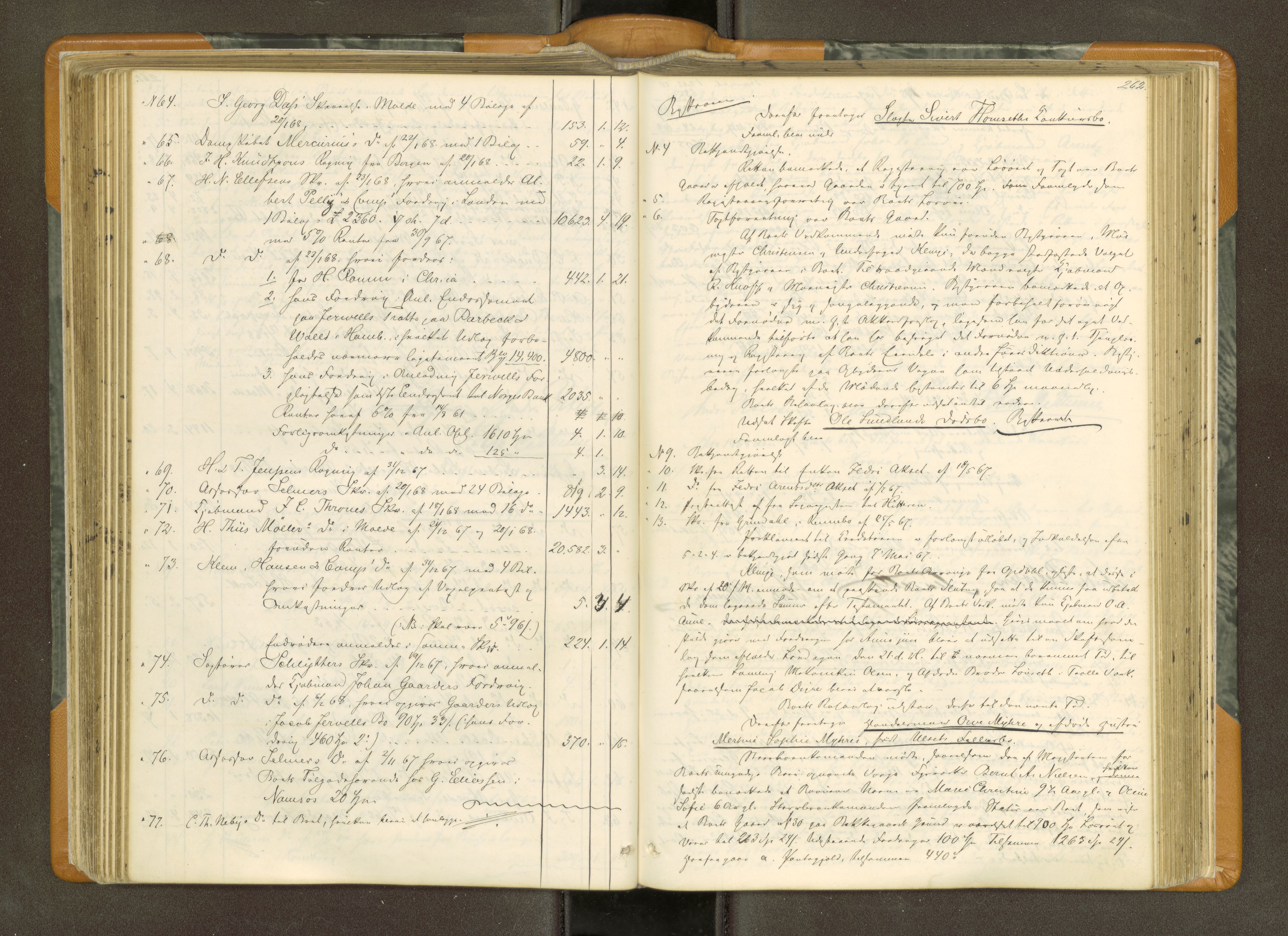 Trondheim byfogd, AV/SAT-A-0003/1/3/3B/L0007: Skiftebehandlingsprotokoll (u/ register) U, 1863-1874, p. 262