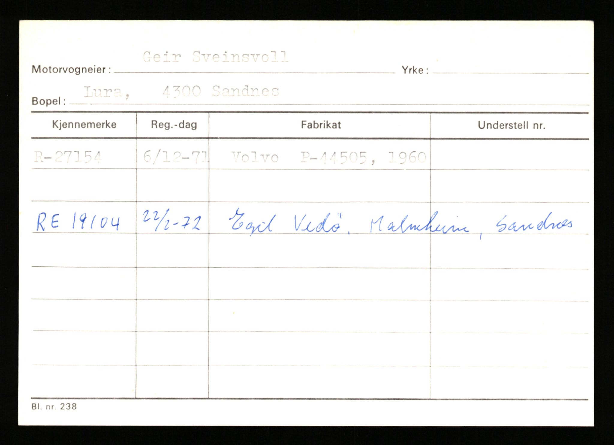 Stavanger trafikkstasjon, SAST/A-101942/0/G/L0005: Registreringsnummer: 23000 - 34245, 1930-1971, p. 1383