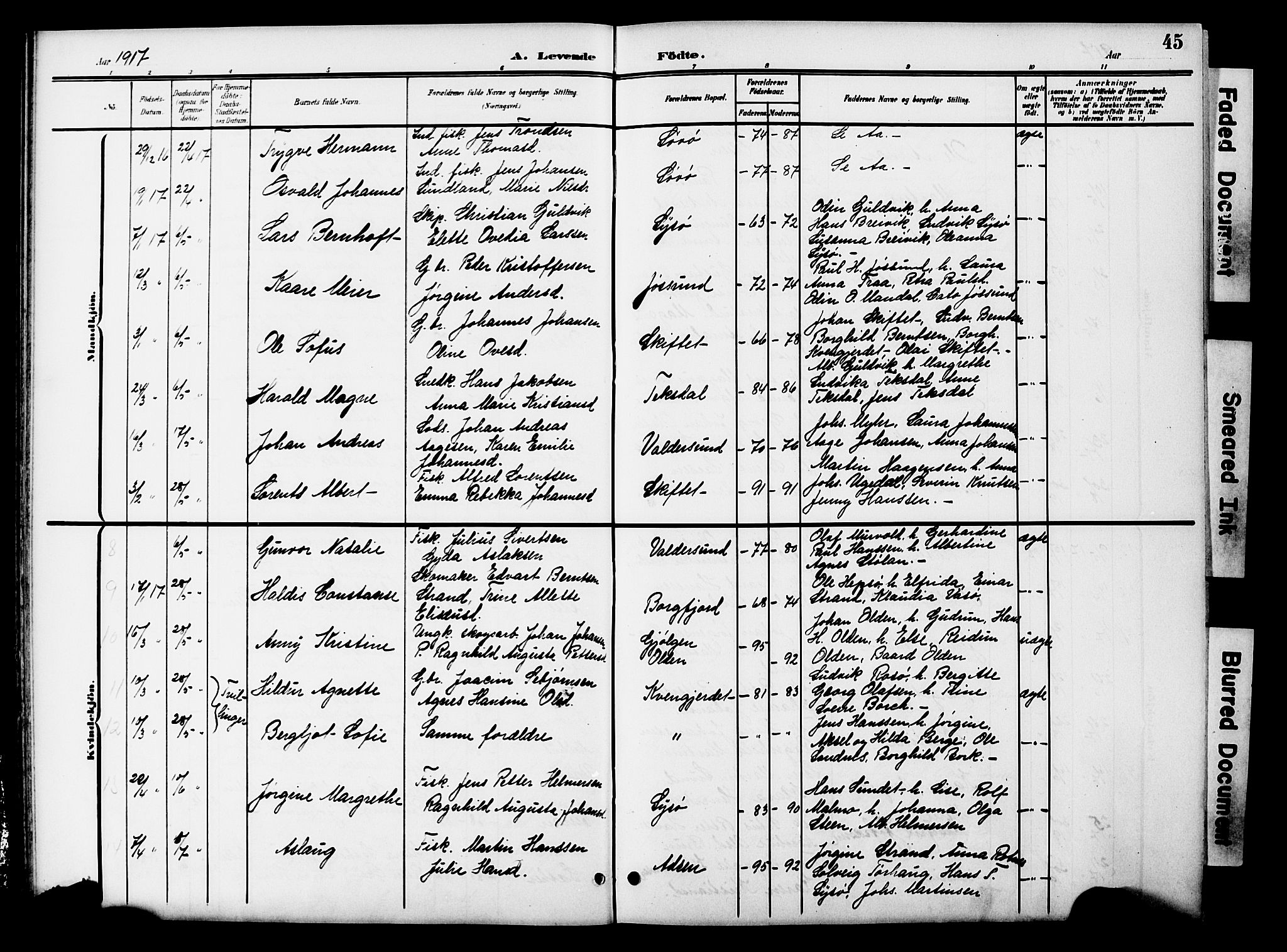 Ministerialprotokoller, klokkerbøker og fødselsregistre - Sør-Trøndelag, SAT/A-1456/654/L0666: Parish register (copy) no. 654C02, 1901-1925, p. 45