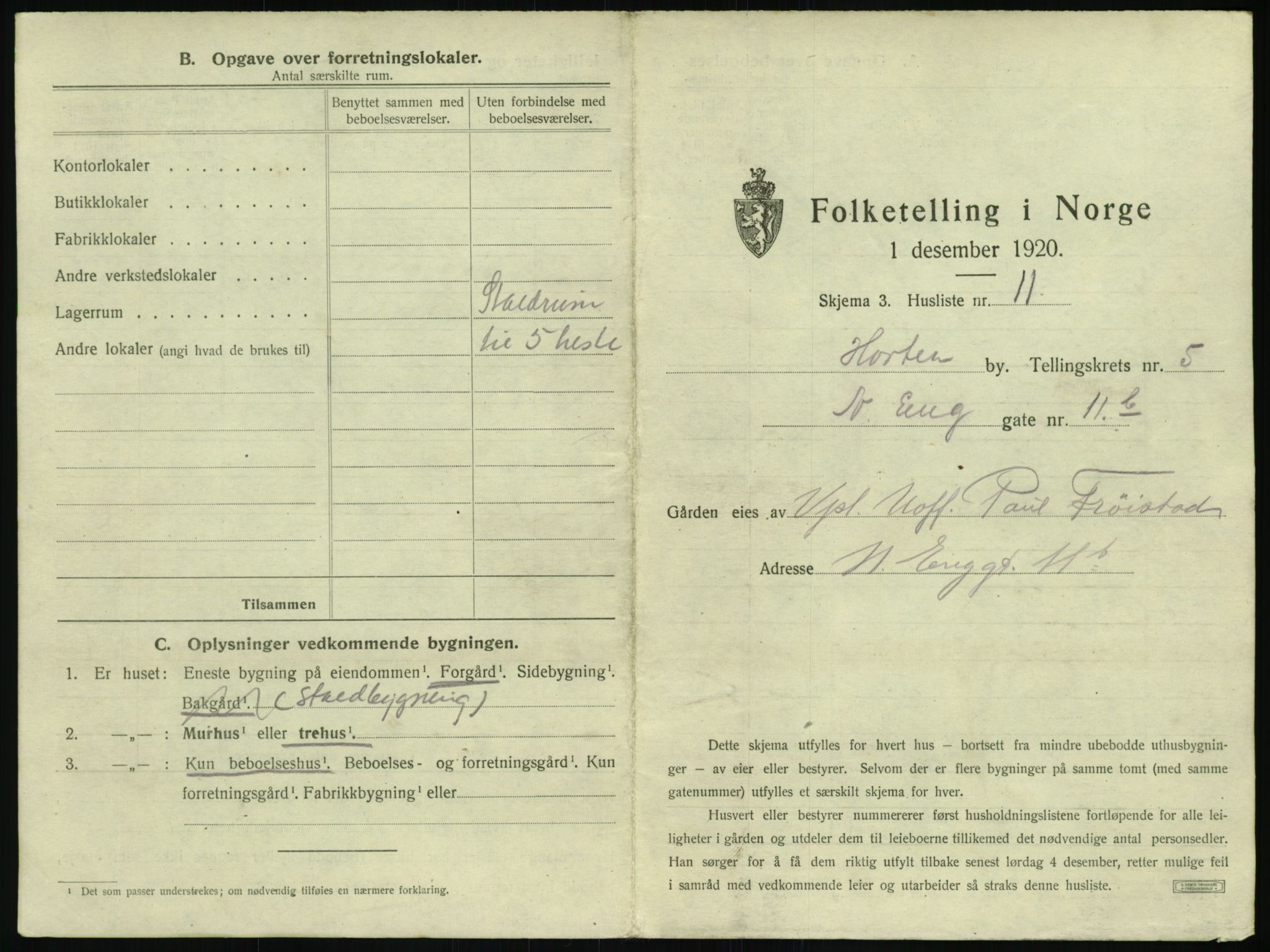 SAKO, 1920 census for Horten, 1920, p. 1559