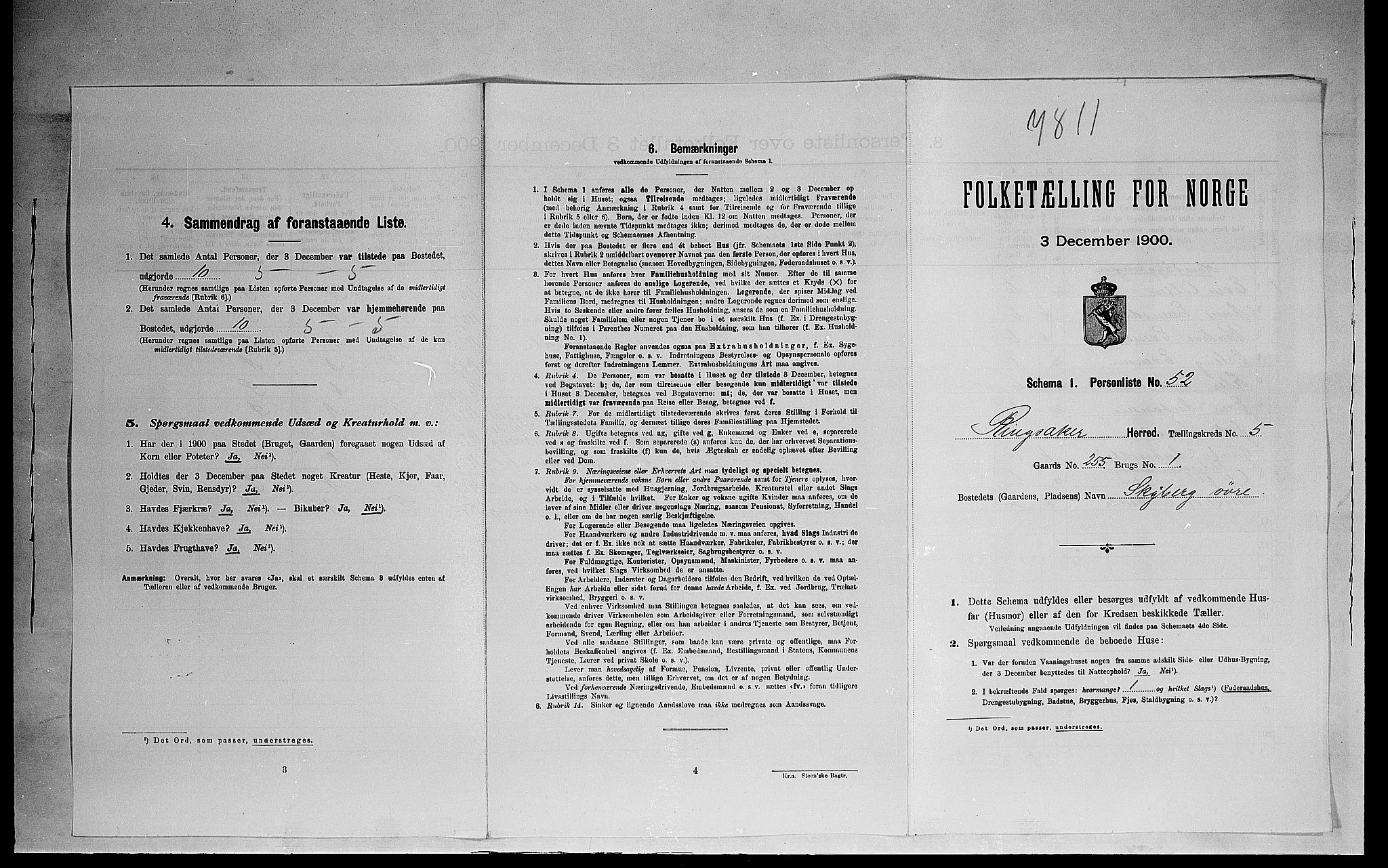 SAH, 1900 census for Ringsaker, 1900, p. 1145