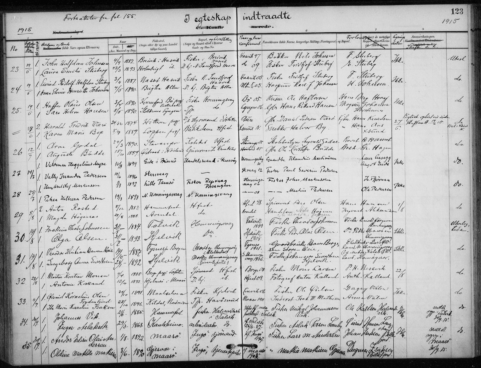 Hammerfest sokneprestkontor, SATØ/S-1347/H/Ha/L0014.kirke: Parish register (official) no. 14, 1906-1916, p. 123