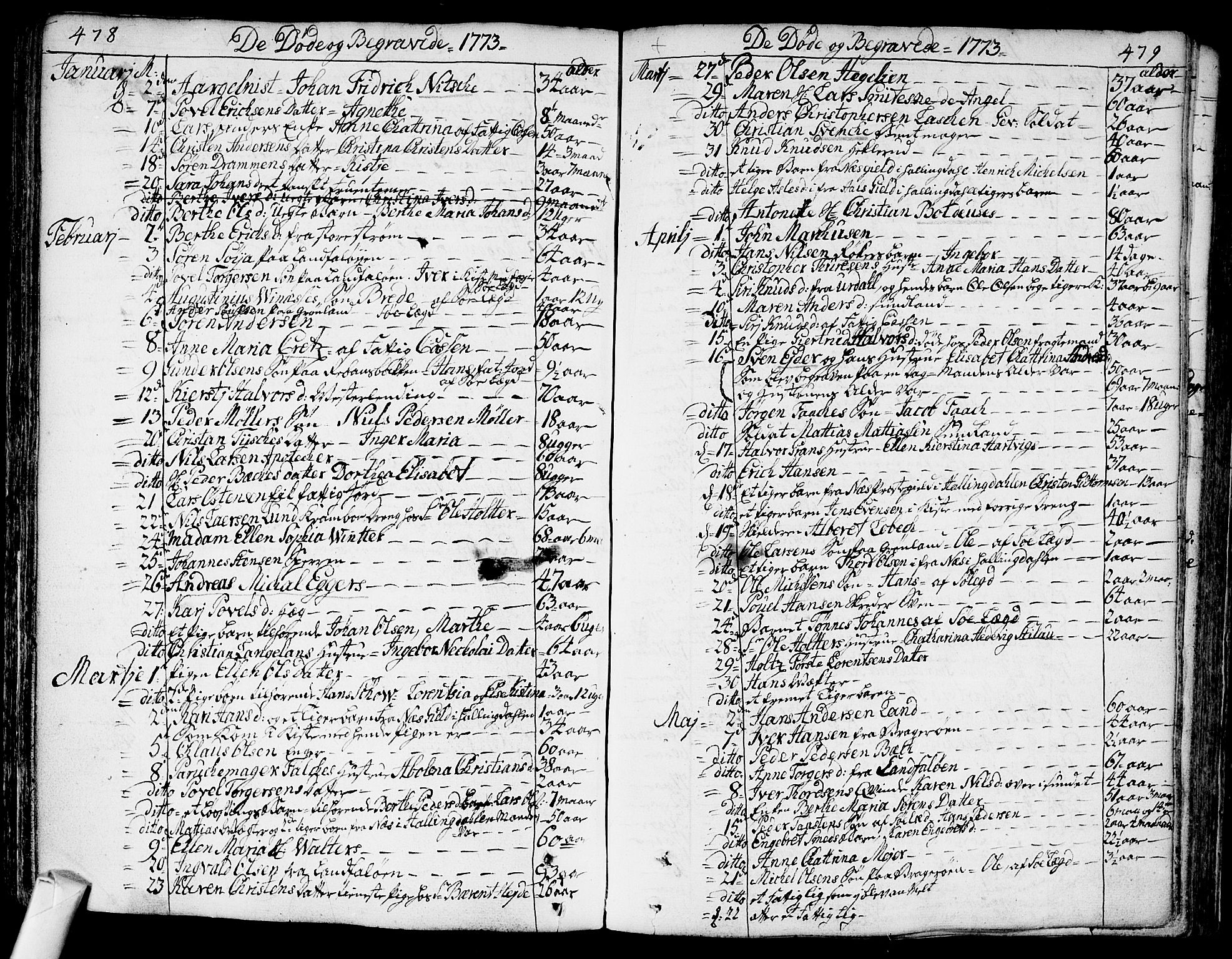 Bragernes kirkebøker, SAKO/A-6/F/Fa/L0005: Parish register (official) no. I 5, 1759-1781, p. 478-479