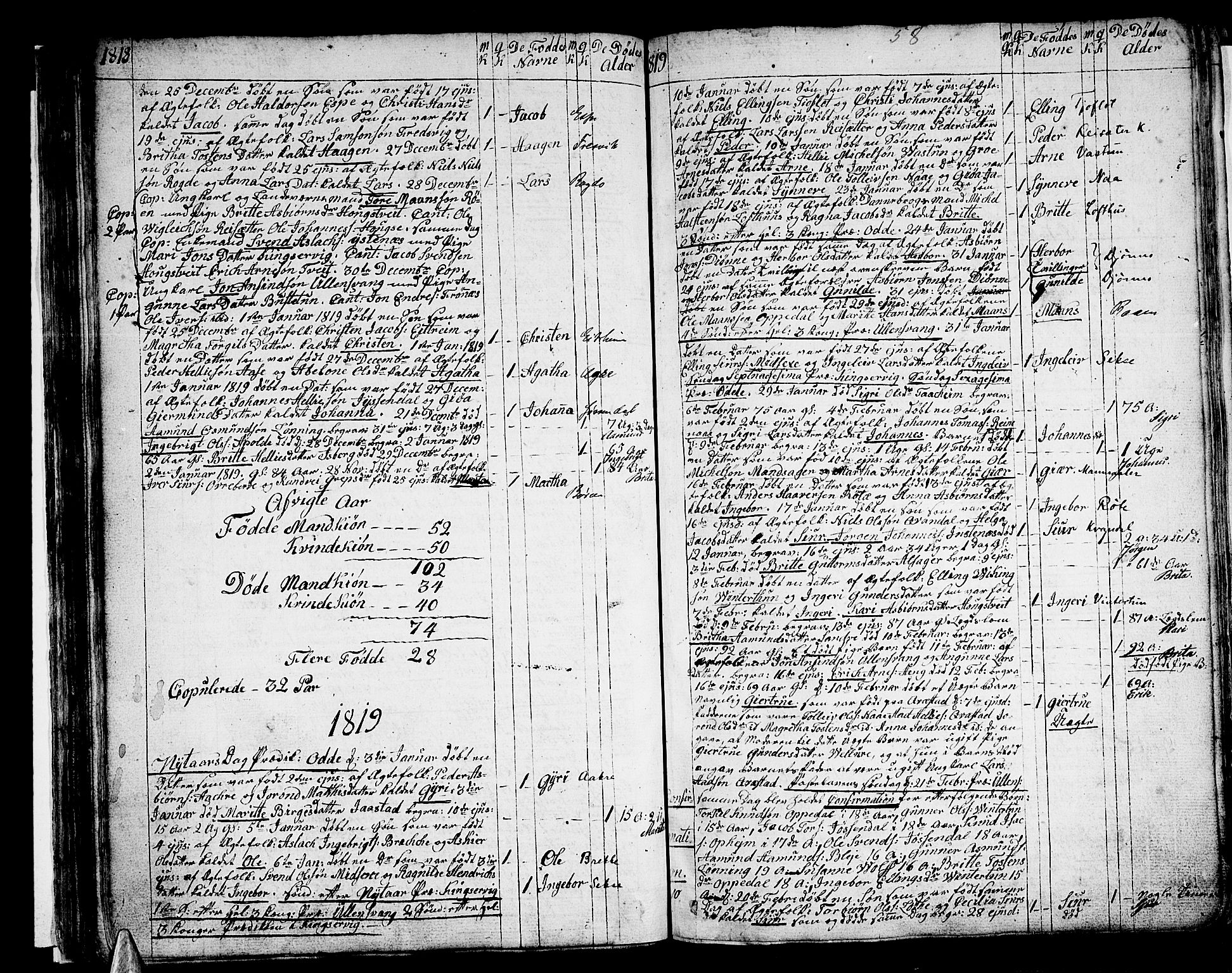 Ullensvang sokneprestembete, SAB/A-78701/H/Haa: Parish register (official) no. A 8, 1804-1835, p. 58