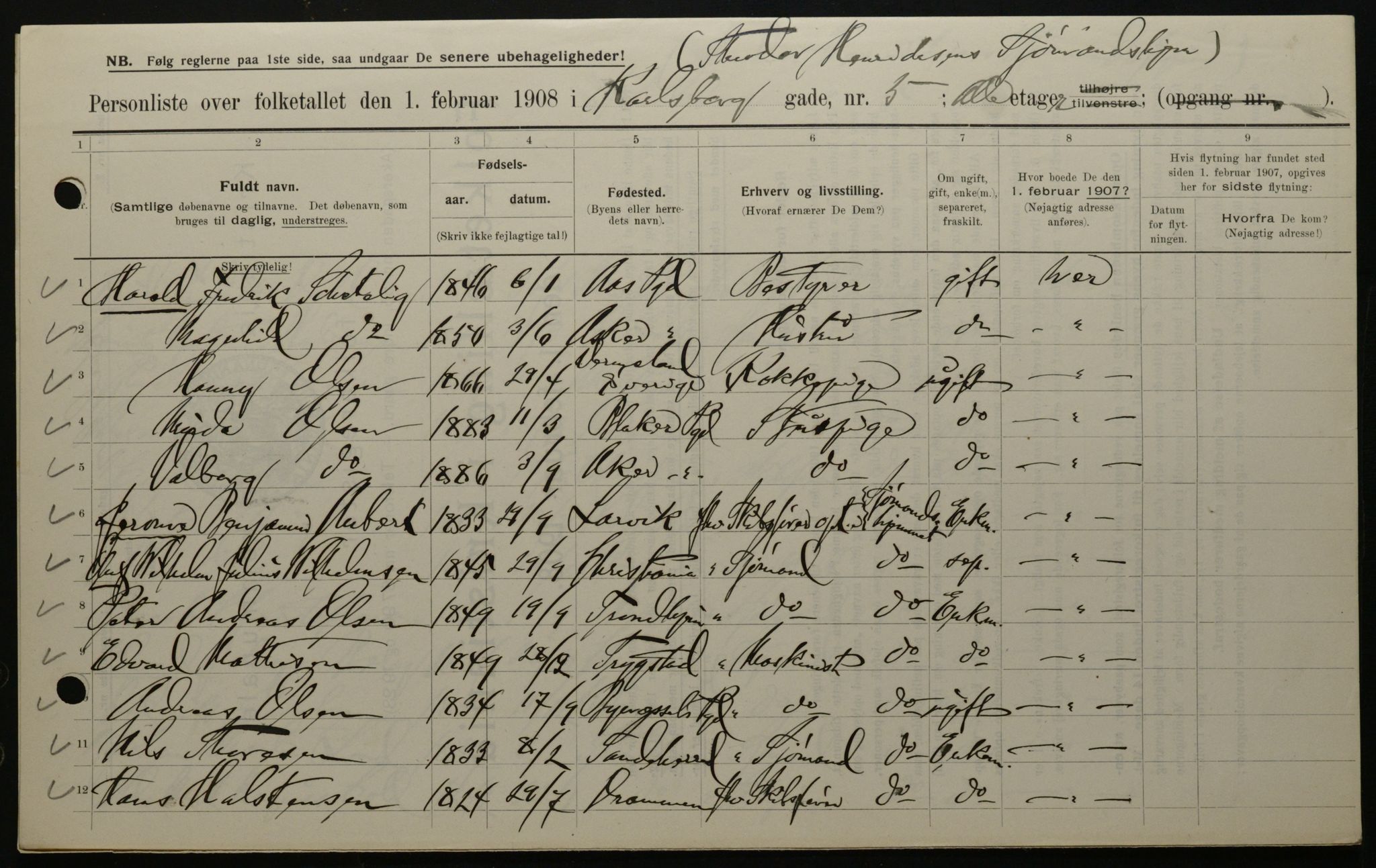 OBA, Municipal Census 1908 for Kristiania, 1908, p. 43794