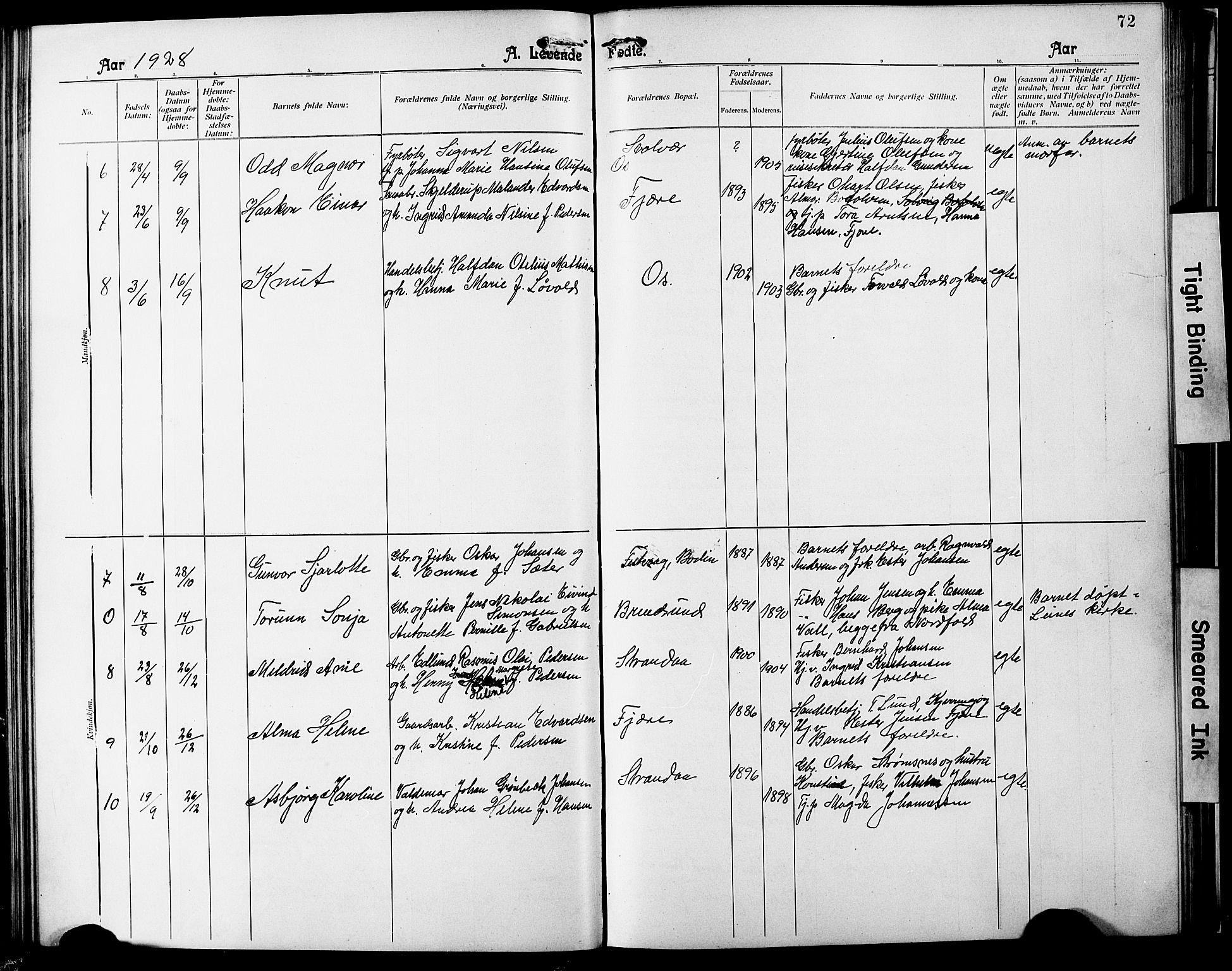 Ministerialprotokoller, klokkerbøker og fødselsregistre - Nordland, AV/SAT-A-1459/803/L0077: Parish register (copy) no. 803C04, 1897-1930, p. 72