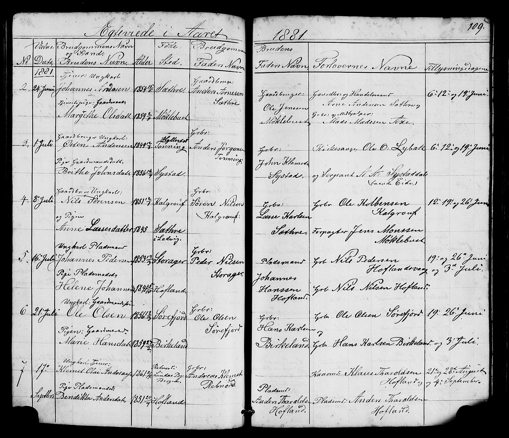 Hyllestad sokneprestembete, AV/SAB-A-80401: Parish register (copy) no. A 2, 1876-1906, p. 109