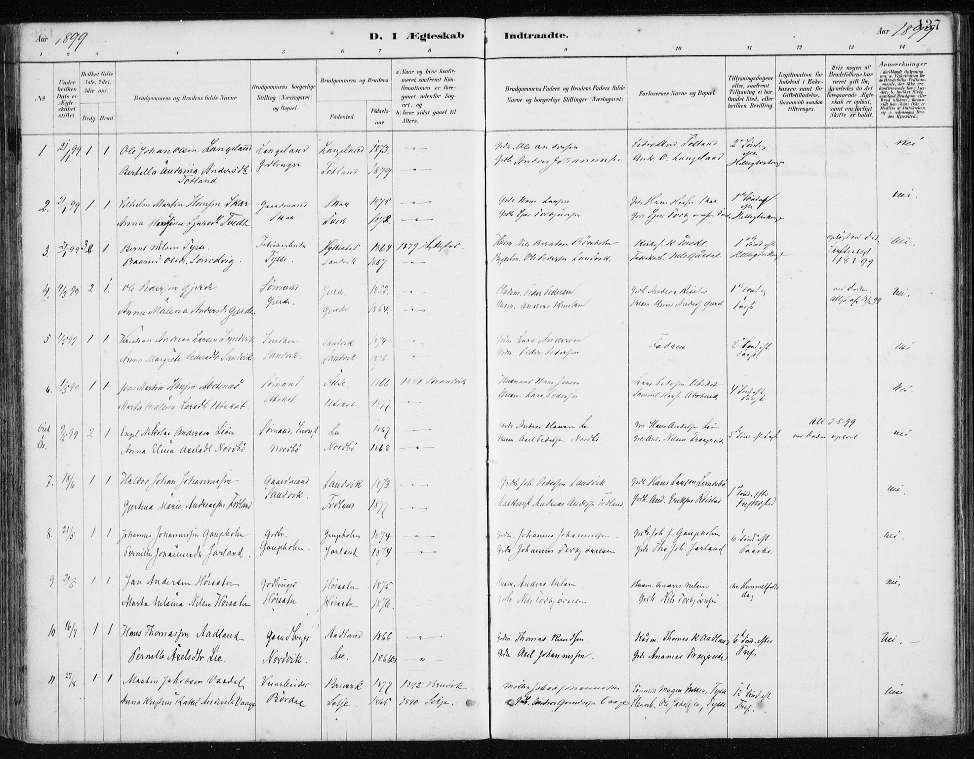 Samnanger Sokneprestembete, AV/SAB-A-77501/H/Haa: Parish register (official) no. A 1, 1885-1901, p. 137