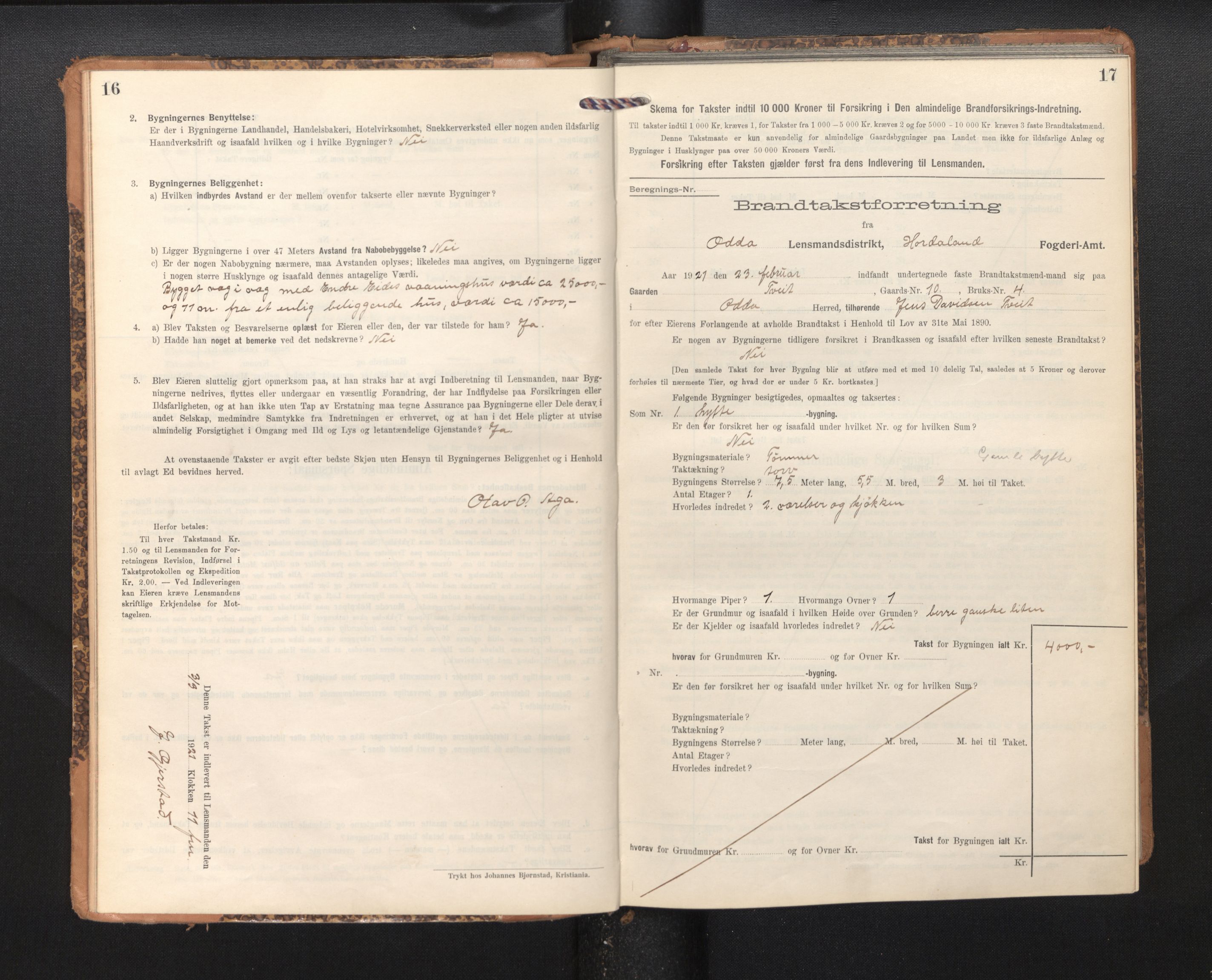 Lensmannen i Odda, AV/SAB-A-34001/0012/L0003: Branntakstprotokoll, skjematakst, 1916-1948, p. 16-17