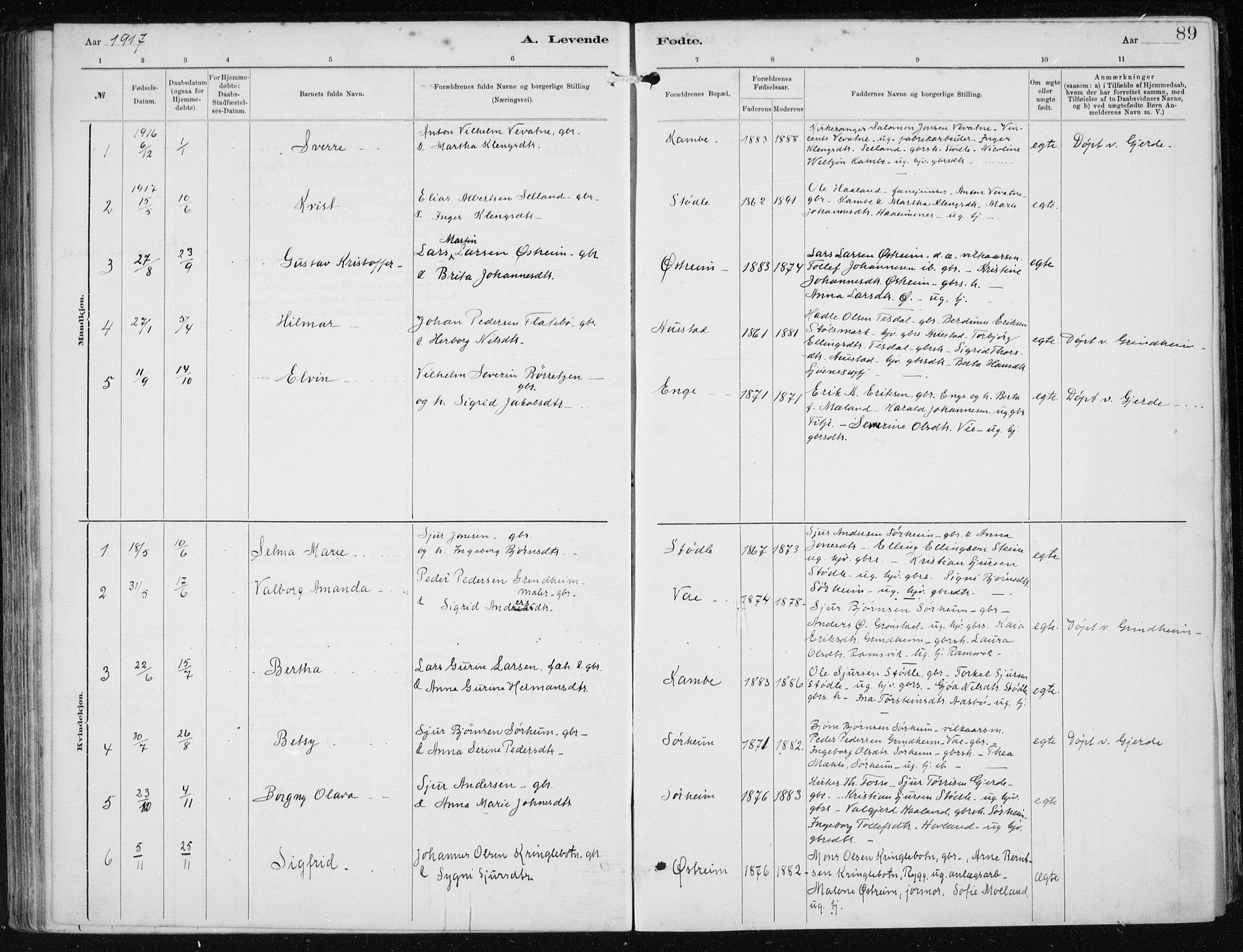 Etne sokneprestembete, SAB/A-75001/H/Haa: Parish register (official) no. B  1, 1879-1919, p. 89