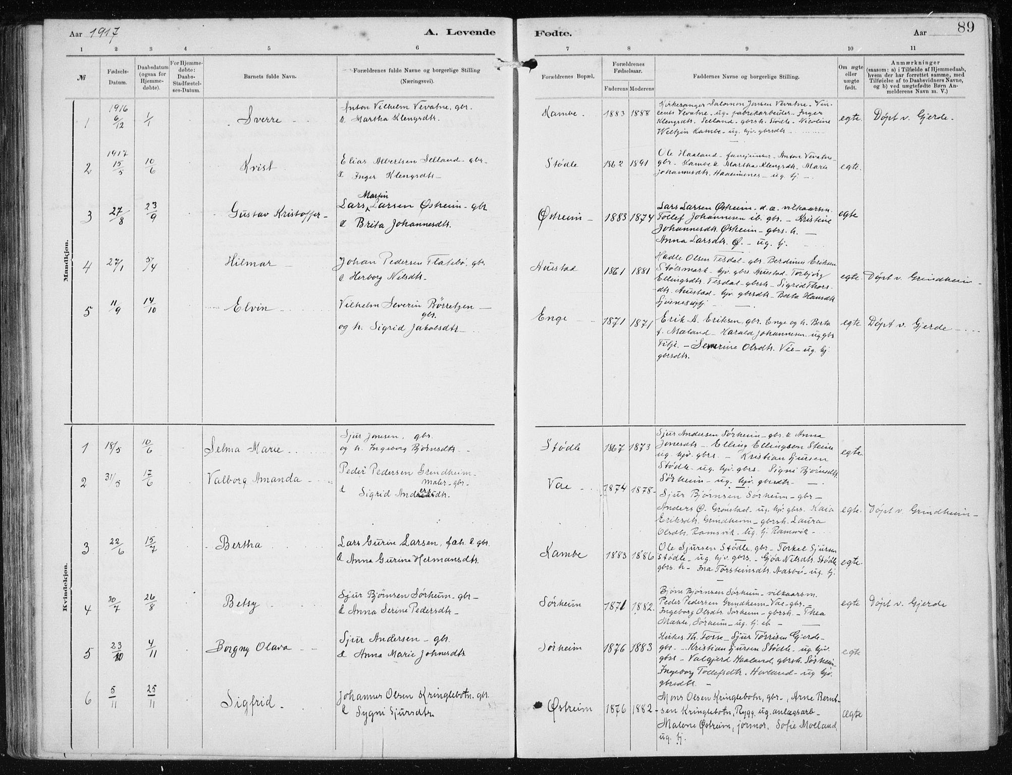 Etne sokneprestembete, AV/SAB-A-75001/H/Haa: Parish register (official) no. B  1, 1879-1919, p. 89