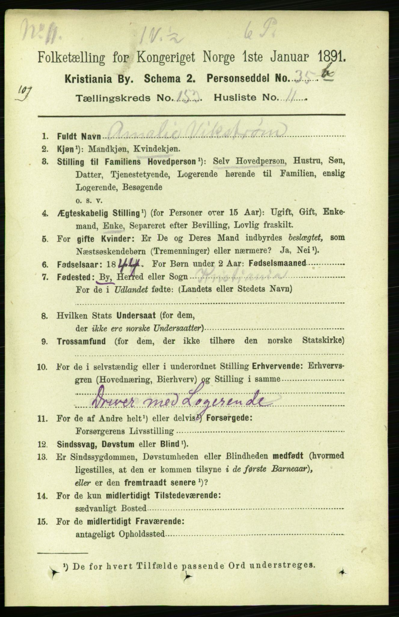 RA, 1891 census for 0301 Kristiania, 1891, p. 86486