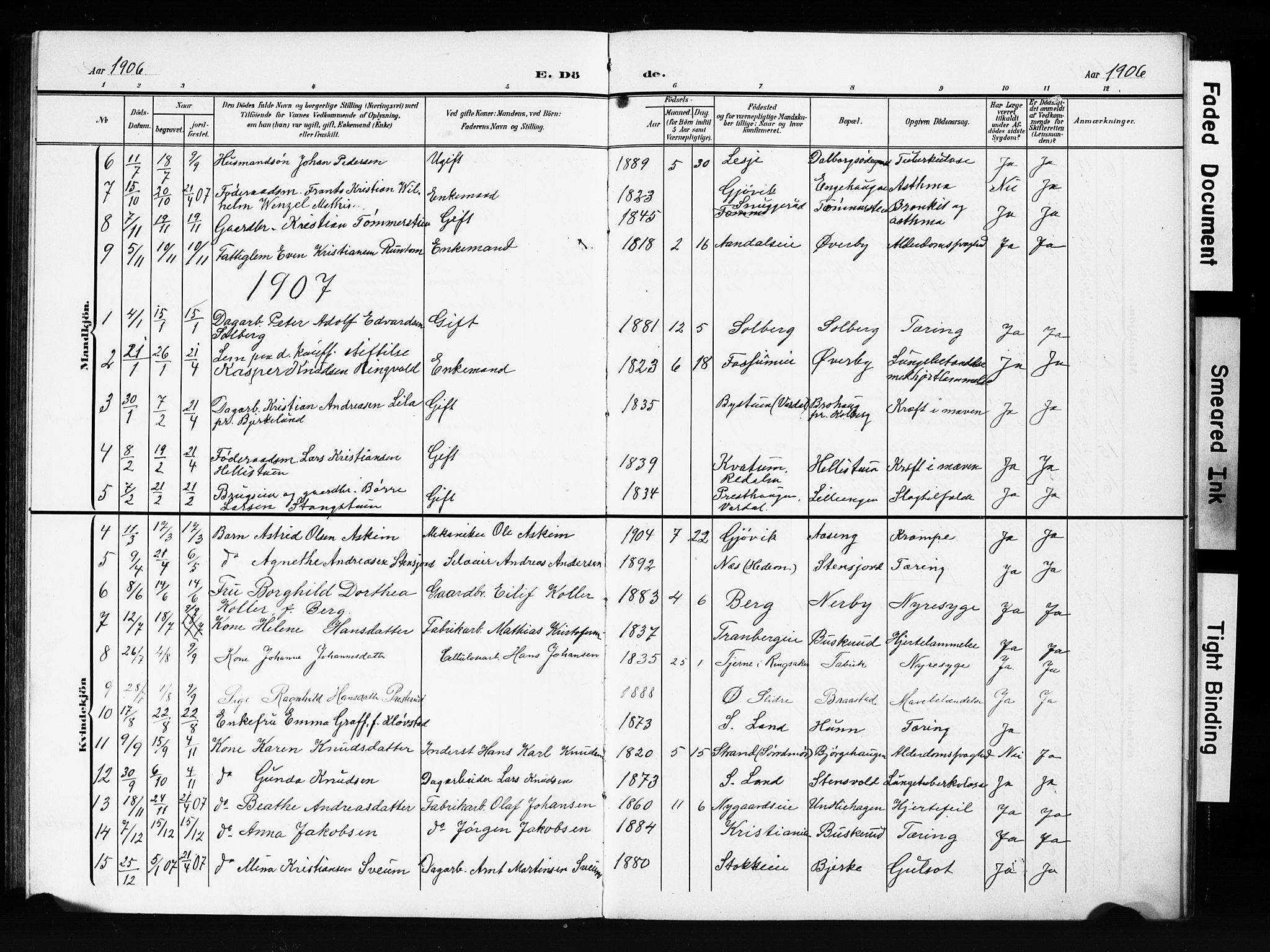 Vardal prestekontor, SAH/PREST-100/H/Ha/Hab/L0013: Parish register (copy) no. 13, 1904-1915