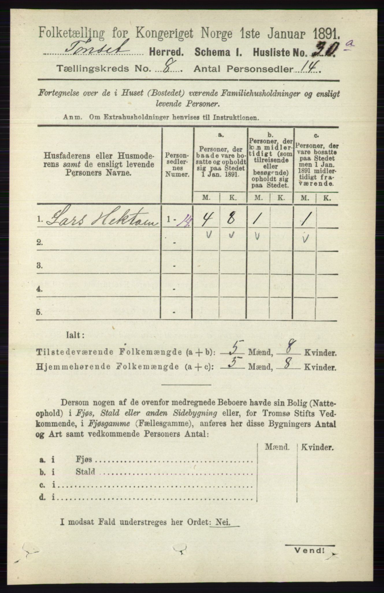 RA, 1891 census for 0437 Tynset, 1891, p. 2066