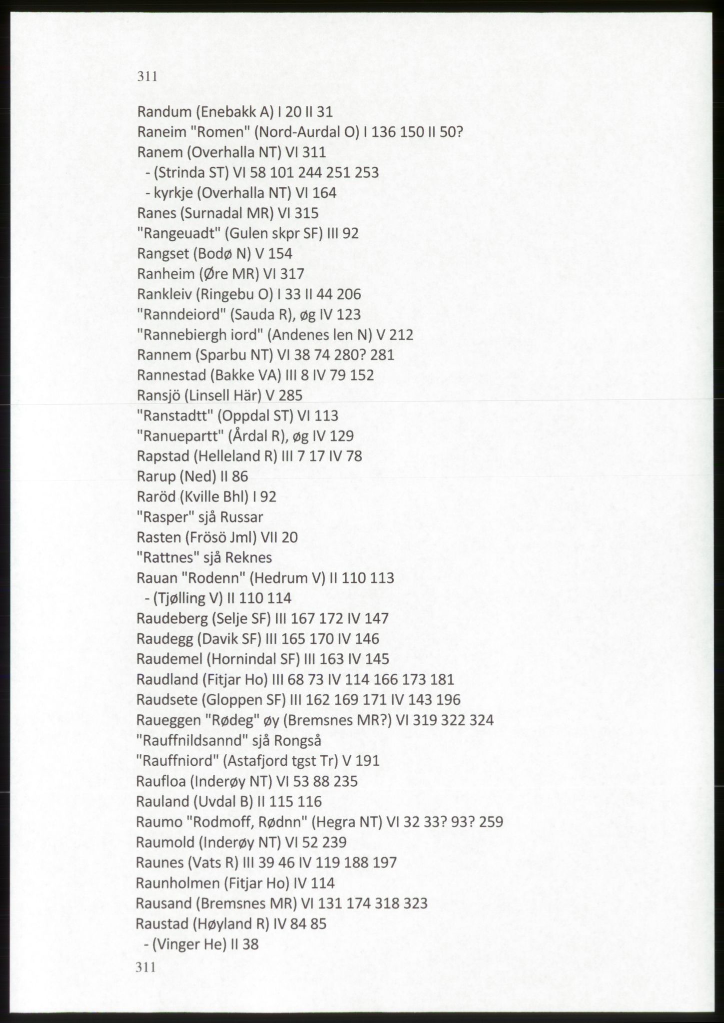 Publikasjoner utgitt av Arkivverket, PUBL/PUBL-001/C/0009: Stedsnavnregister, 1548-1567, p. 311